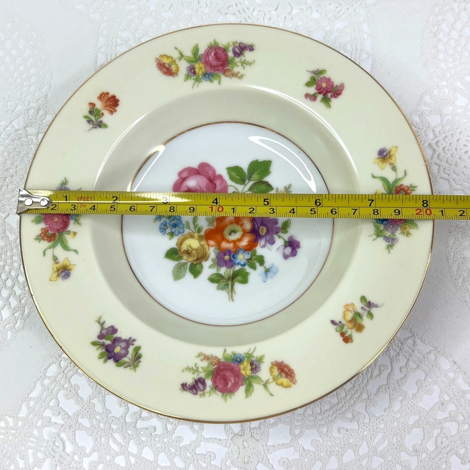 Vintage Rose China Rim Soup Bowls Set Of 6 Occupied Japan 8″ Elegant Dining