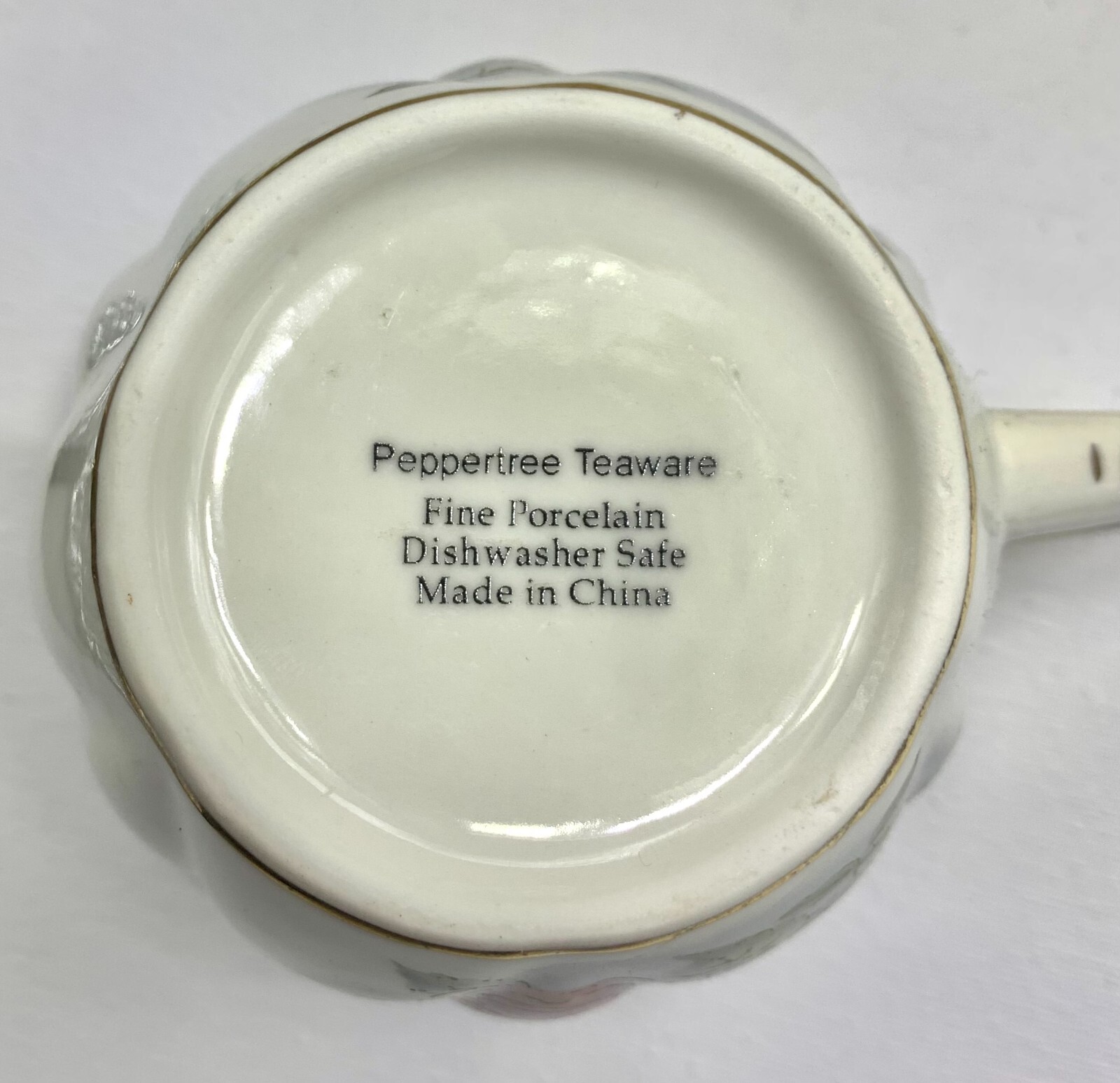 Peppertree Teaware Creamer Fine Porcelain Off-White with Pink Flowers Gold Trim