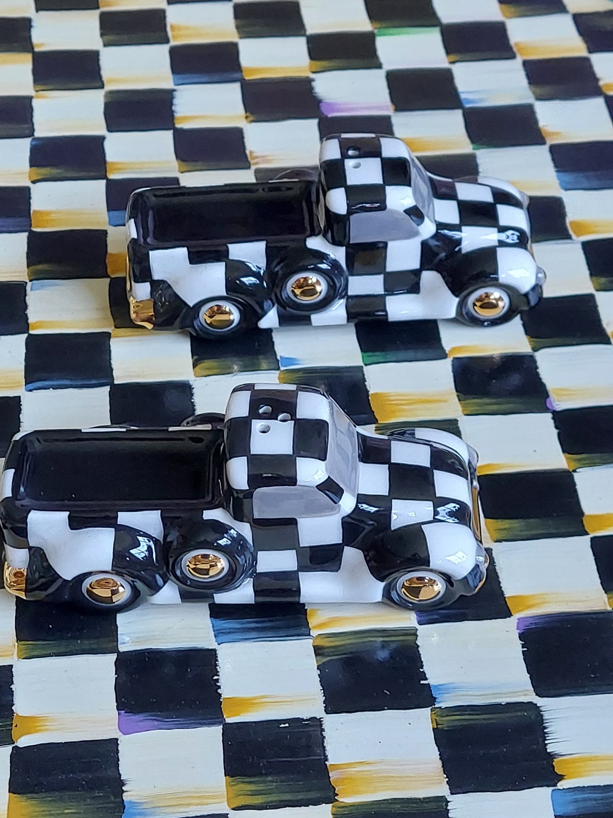 MacKenzie-Childs Courtly Truck Salt And Pepper Shakers