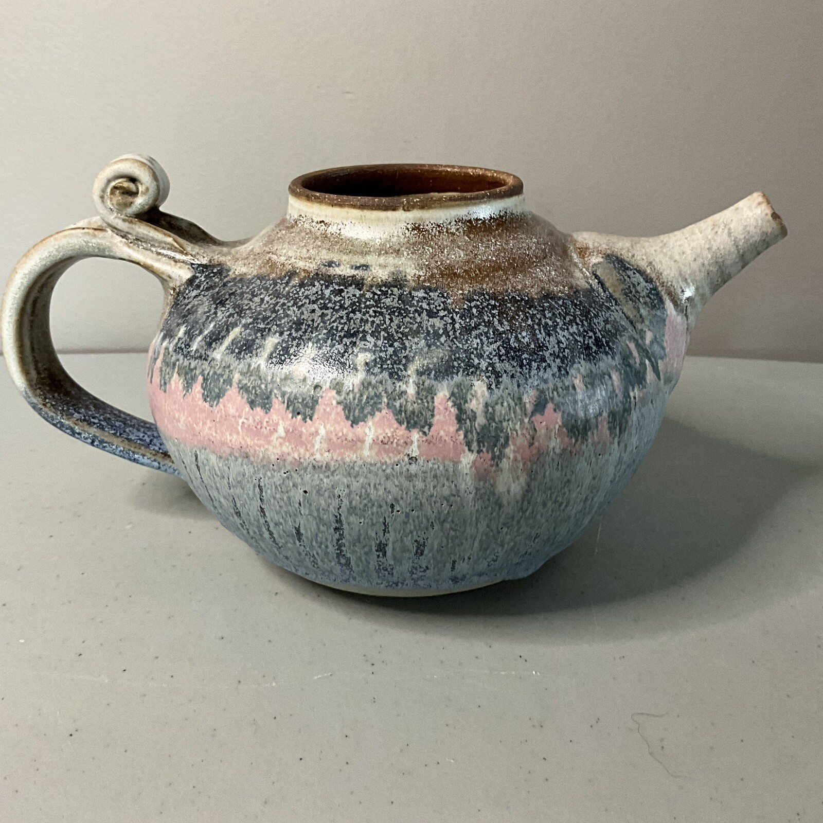 Art Pottery Tea Set 7 Piece Deborah Doran Studio Dundas Ontario Canada Pink Blue