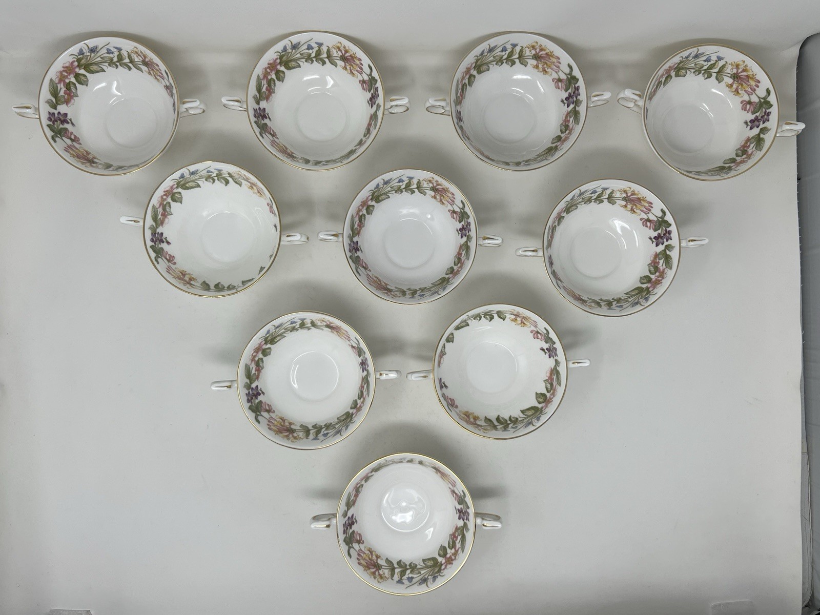 Royal Albert Bone China Paragon Country Lane 1963 Double Handle Cream Soup Bowls
