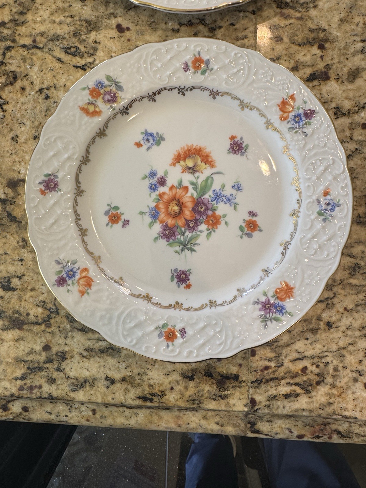 Schumann Bavaria Bouquet Orange Yellow Purple Flowers 7 ¾” Salad Plate(s)