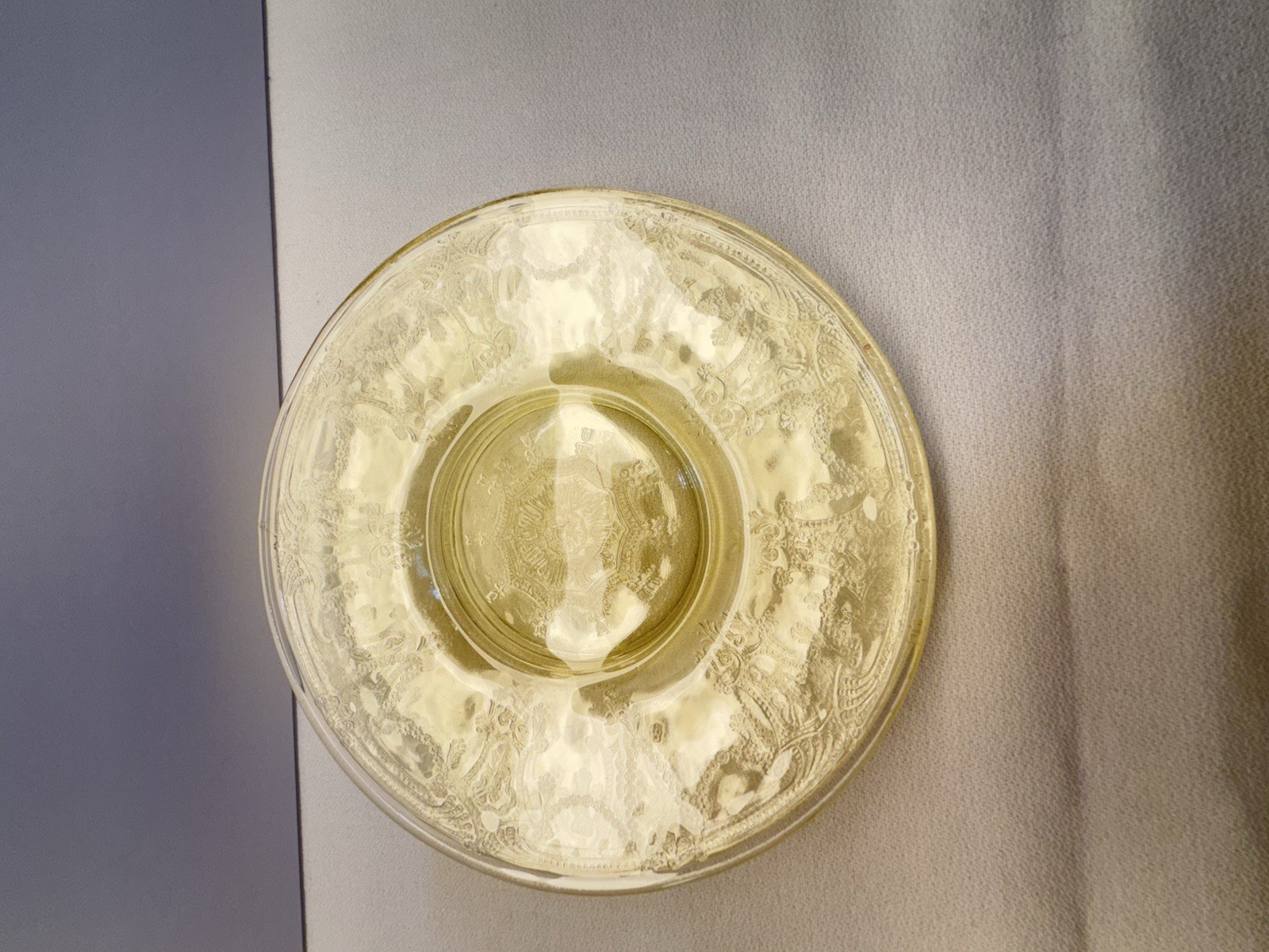 VTG Anchor Hocking Yellow Depression Glass Cameo Ballerina 6″ Saucer Set of 3
