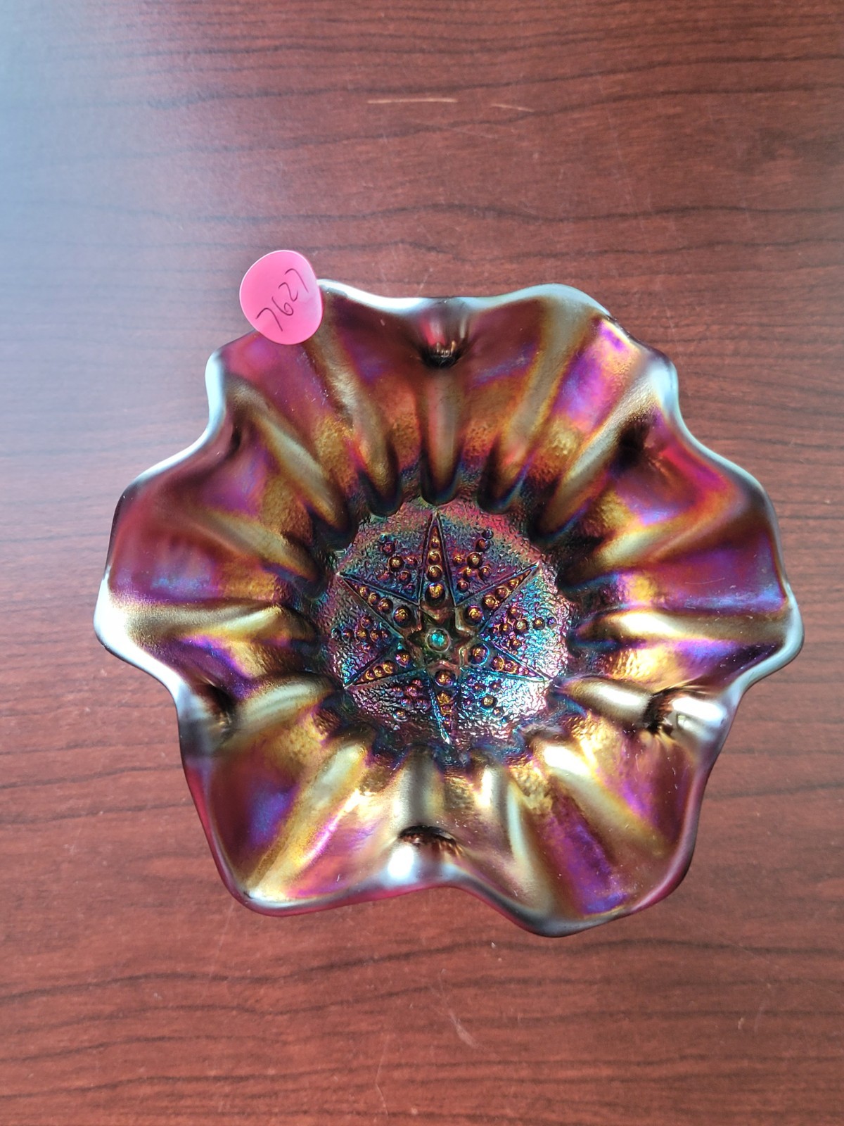 Super Purple Dugan Carnival Glass Constellation Compote S-Repeat Exterior