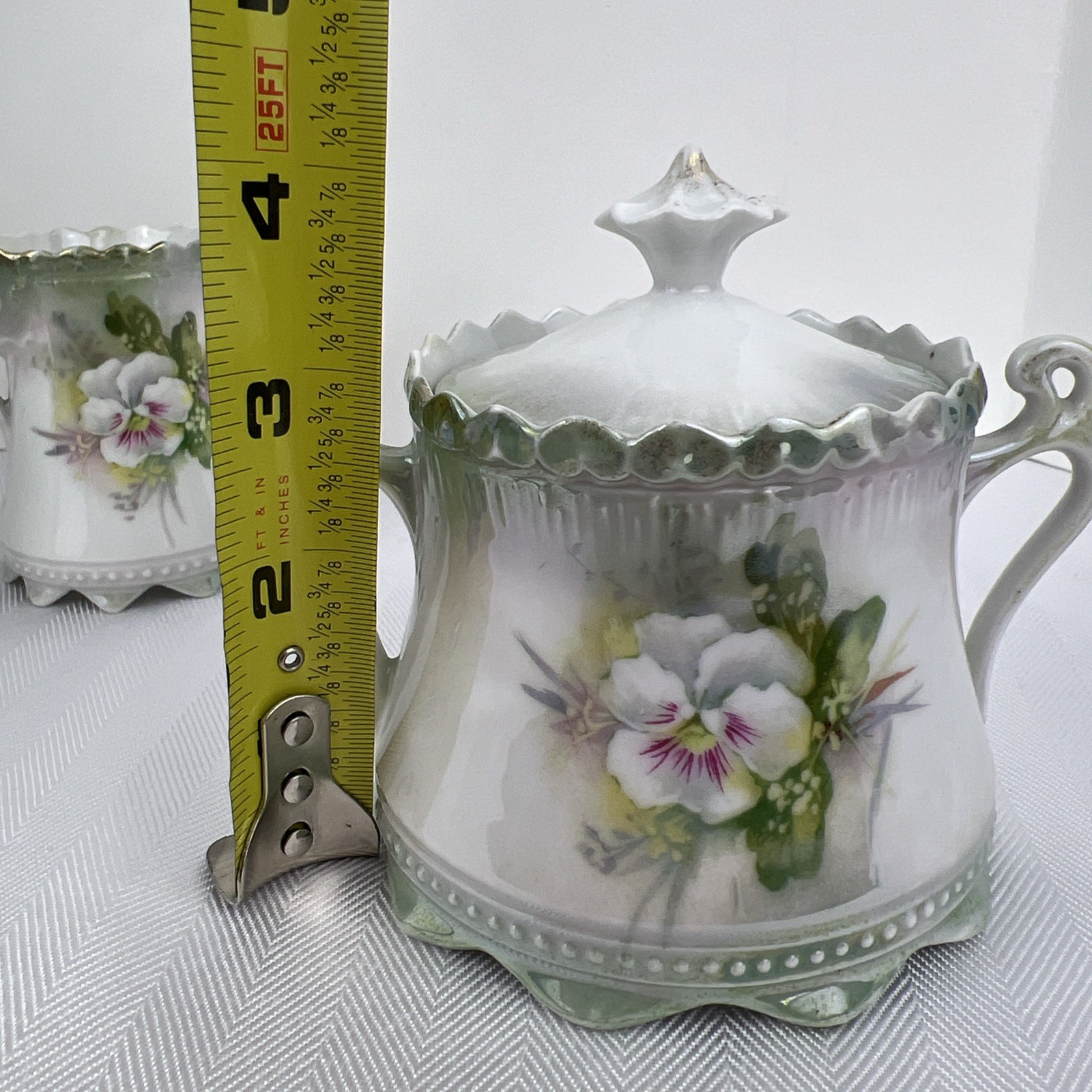 Antique RS Prussia RED MARK Porcelain Teapot Chocolate Pot Sugar Creamer Set