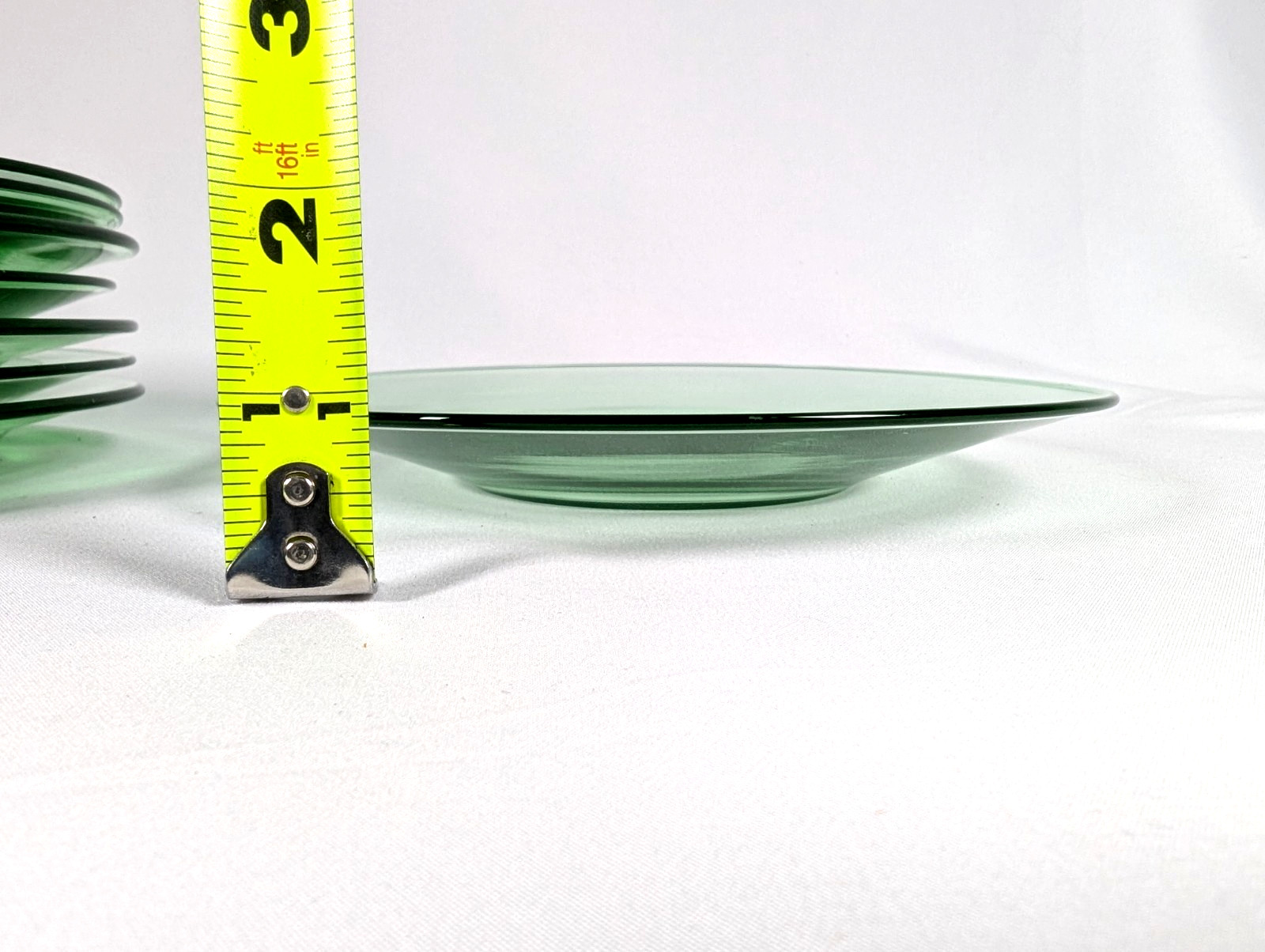 Mixed Set of 8 Green Glass Salad / Side / Dessert Plates