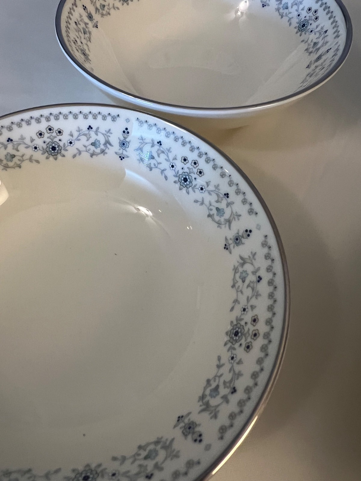 Vintage Minton Beaumaris Fruit/Dessert (Sauce) Bowls (8) Blue Floral 5 1/4″