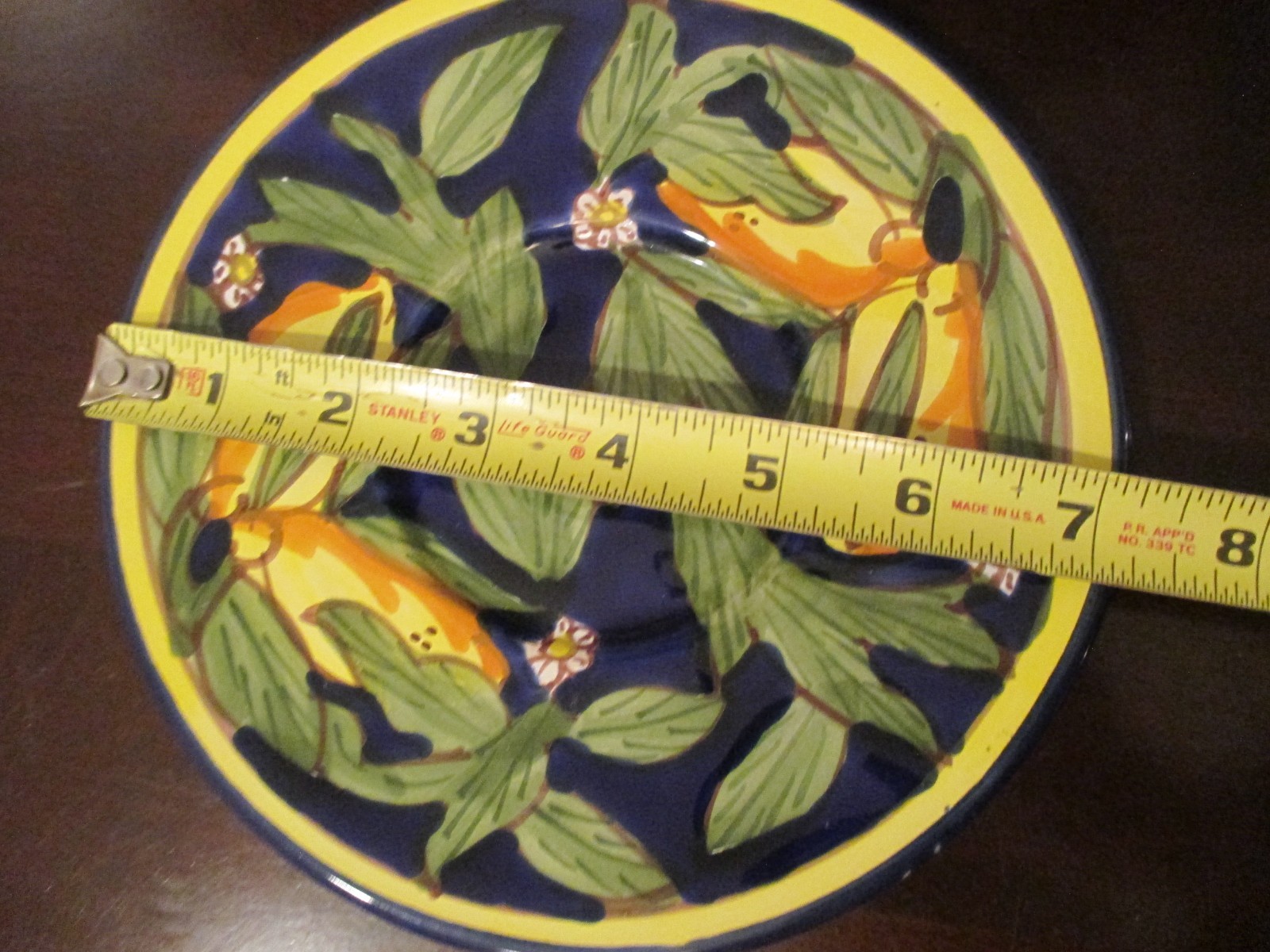 Le Souk Ceramique Tunisia SAUCER ONLY Set of 6 Cobalt Blue Yellow Lemons