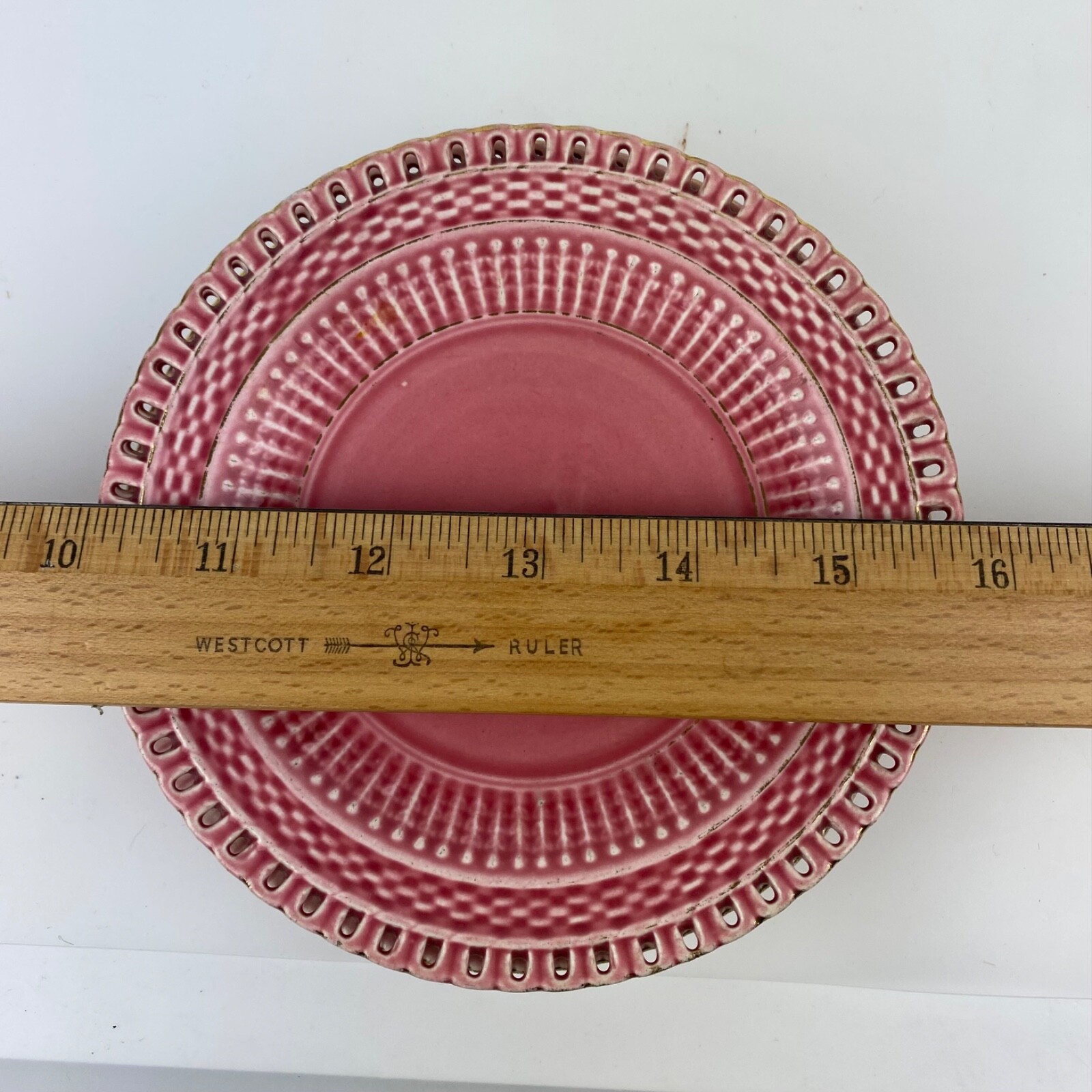 Lot 4 GBY Pink Plates 000 Lace Edge Shield Dessert Salad Decor Vintage Gift
