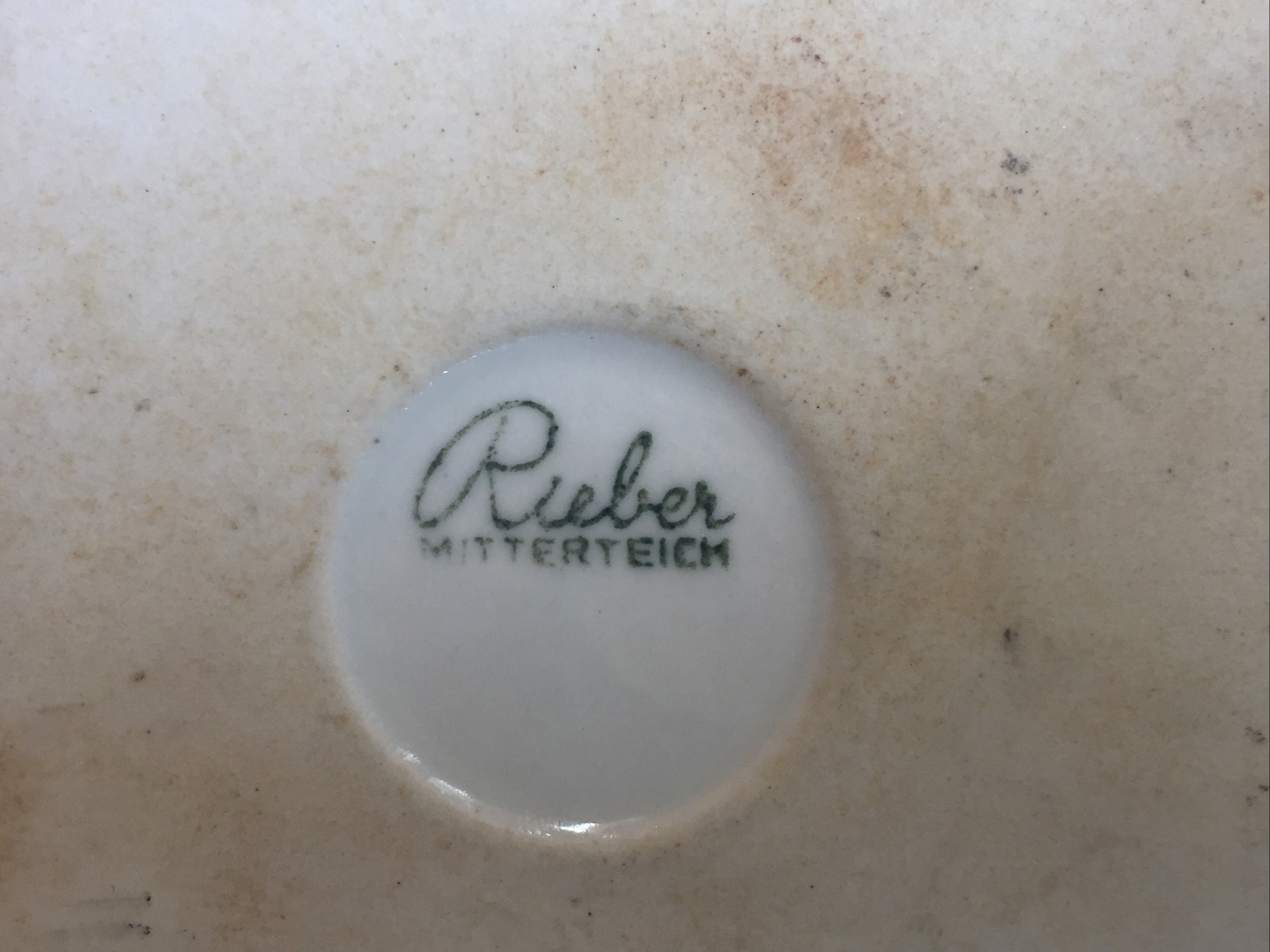 Rieber Mitterteich Bavaria BLUE DOTS SPOTS SPECKLES Handled Round Serving Dish