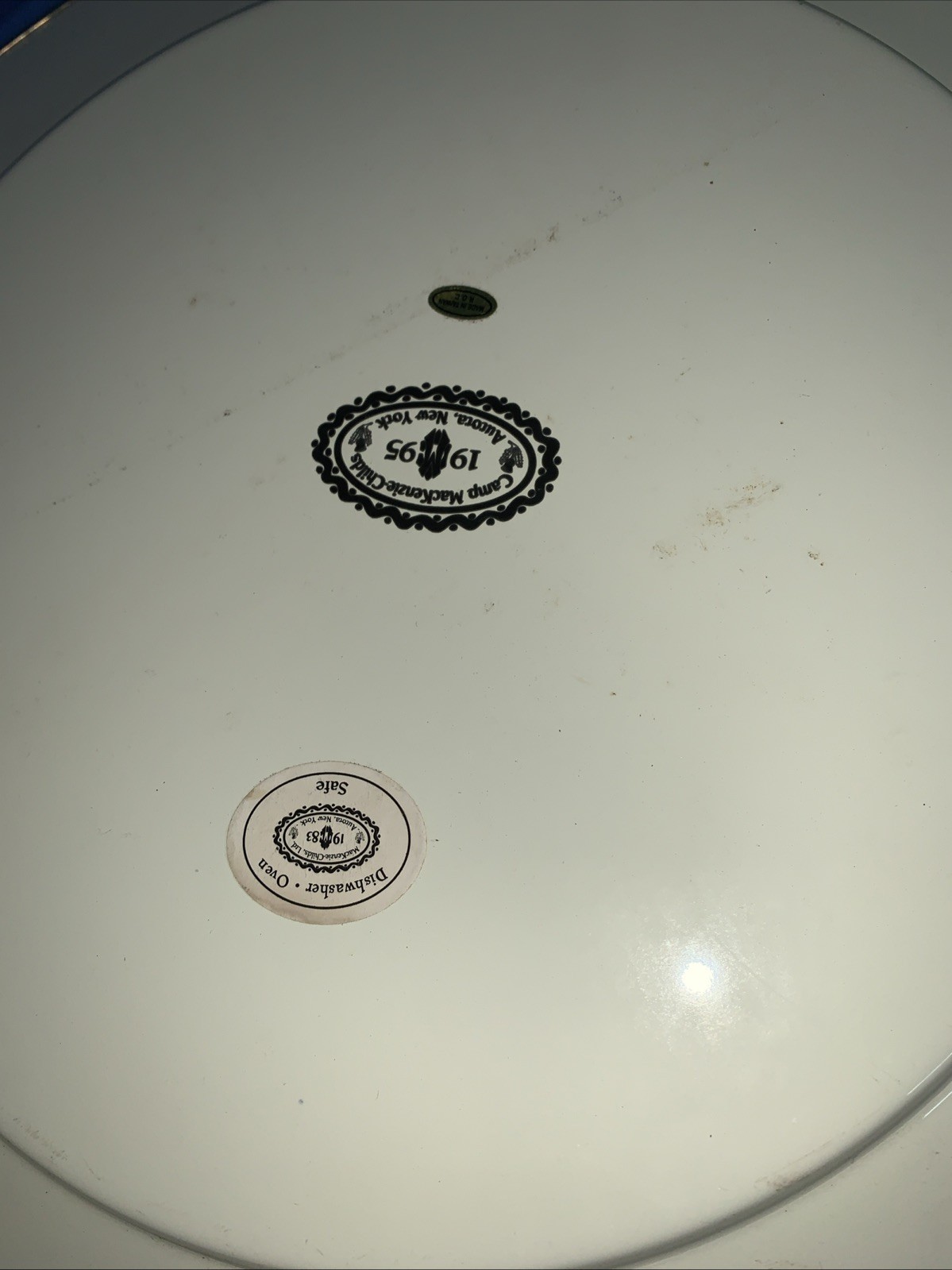 Mackenzie Childs Tabletop large Pottery courtly check Pedestal Platter tabletop