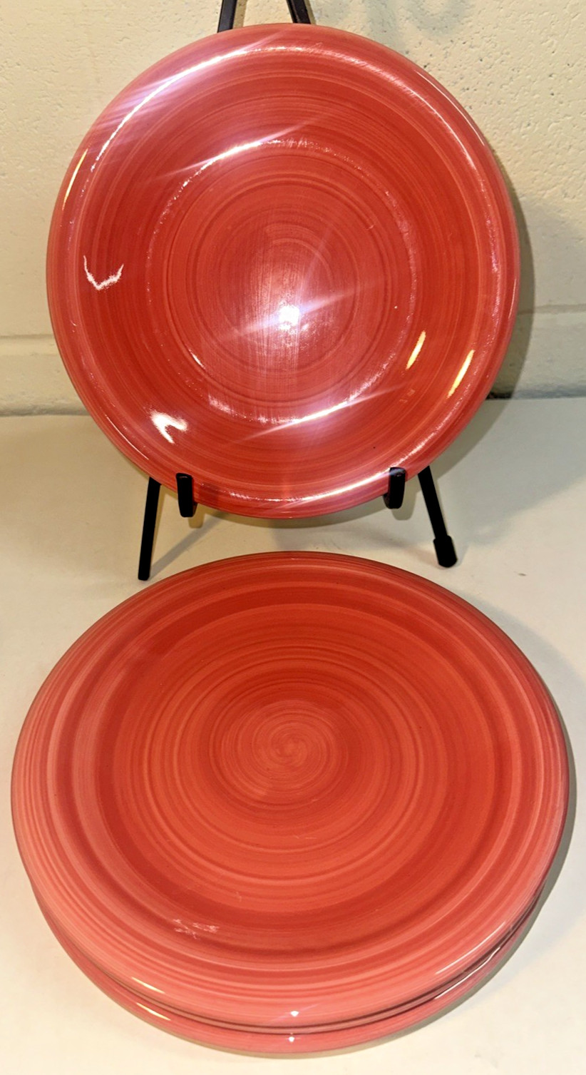 Set of 4 Furio Coral Swirl 8” Salad Plates Made In Italy
