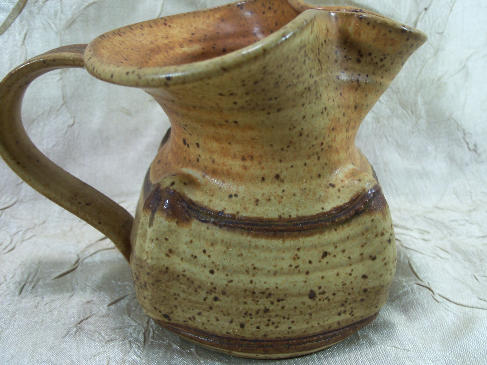 Vintage Studio Art Pottery Creamer Stoneware Handmade 3.5” X 5” 1970s Signed
