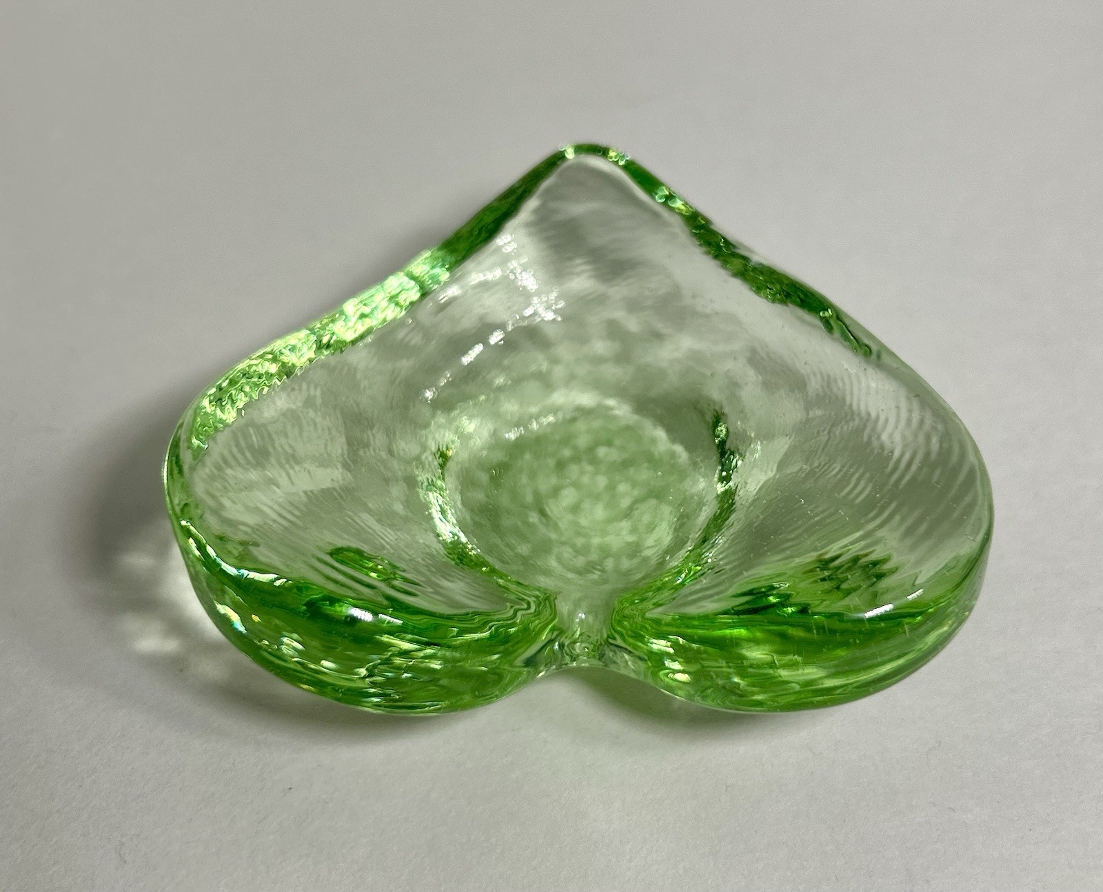 Fire & Light Recycled Glass Celery Green Heart Shaped Trinket Dish