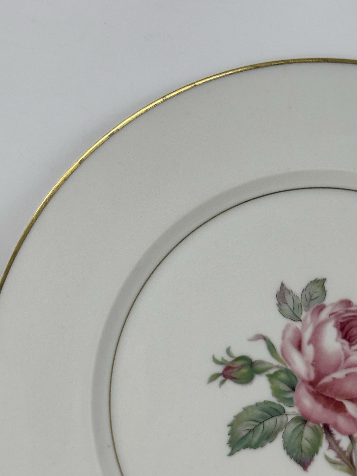 2 Ancestral USA China Manor Rose Dinner Plates rose floral gold trim GUC elegant