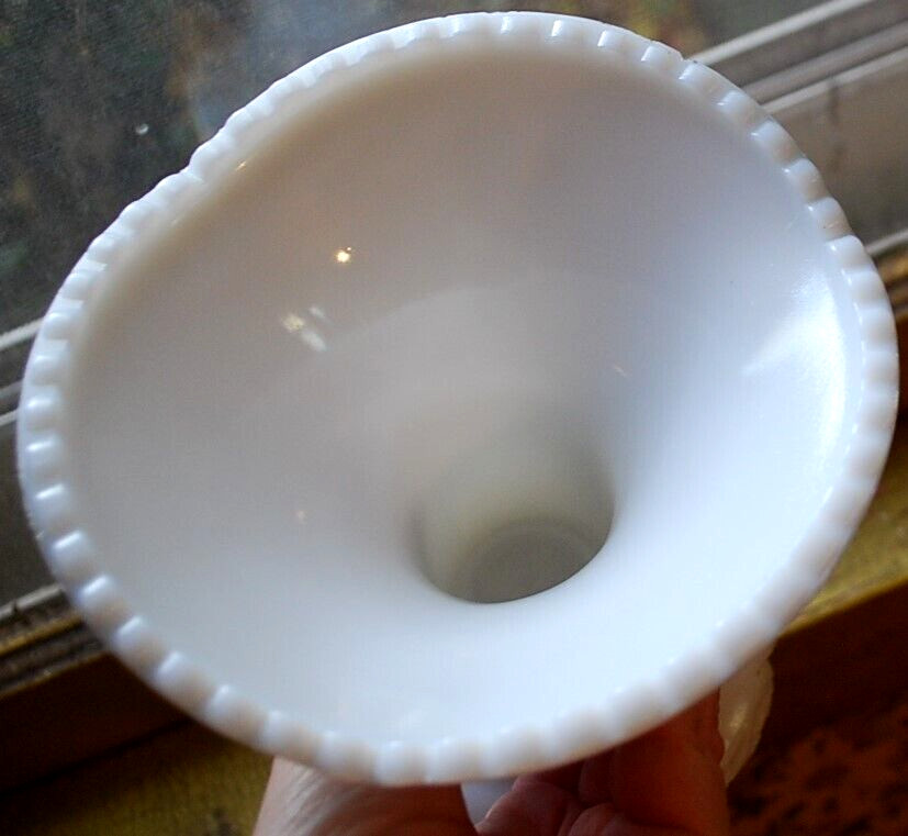 Vtg 1930s McKee THE CONCORD White Milk Glass PUNCH BOWL & PEDESTAL BASE SET 13″