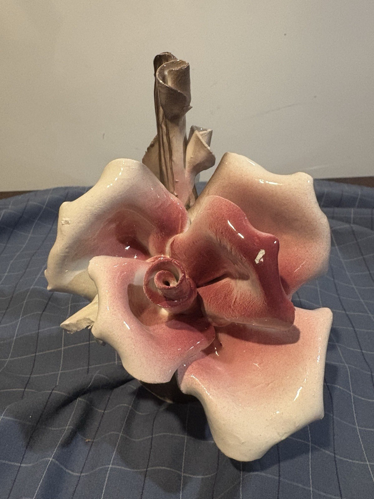 4 Vintage 1920’s Italian Capodimonte Flowers Roses Handmade In Italy