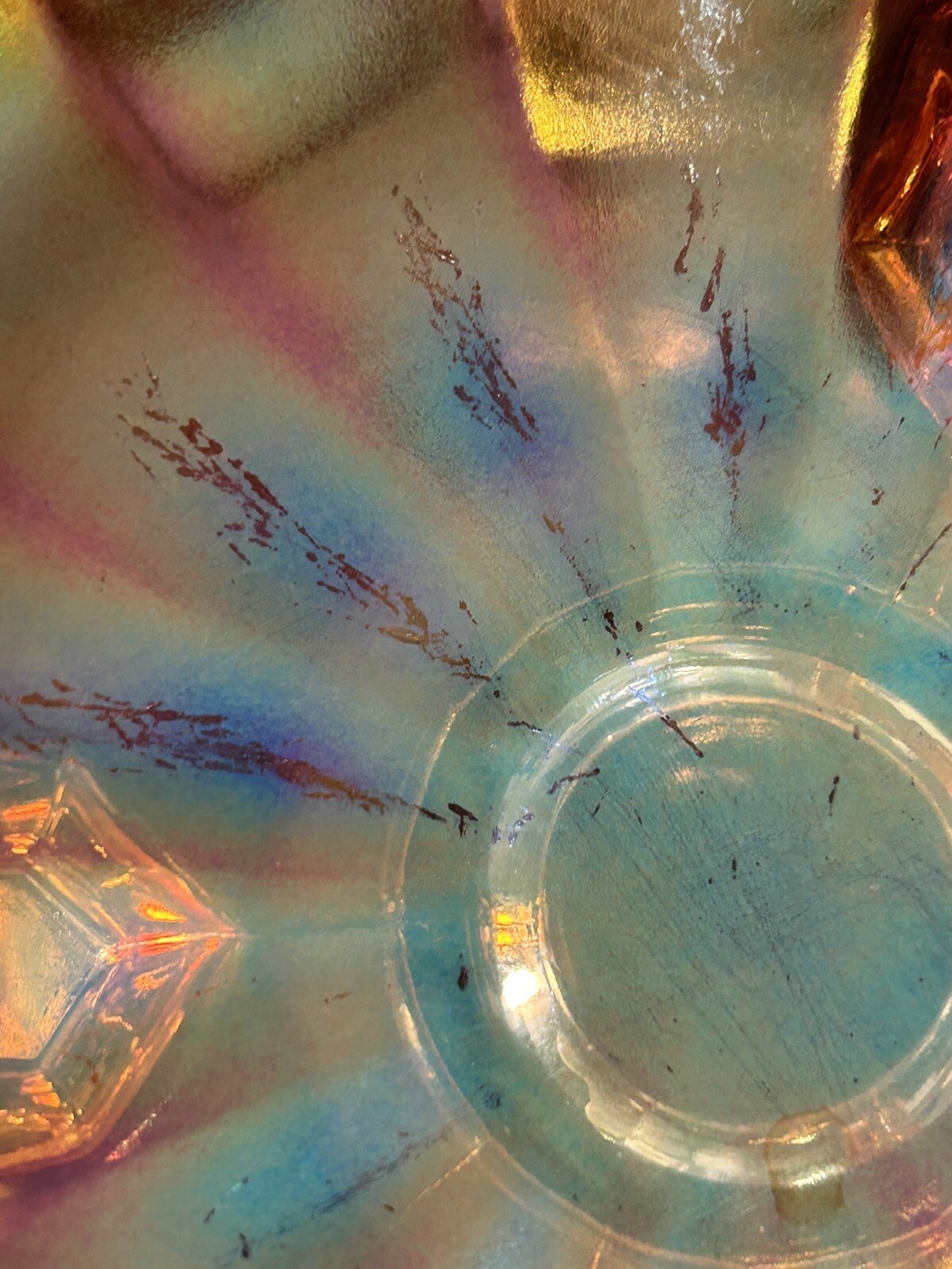 Vintage Carnival Marigold Iridescent 3 Footed Bowl – Floral & Foliate Pattern 9”