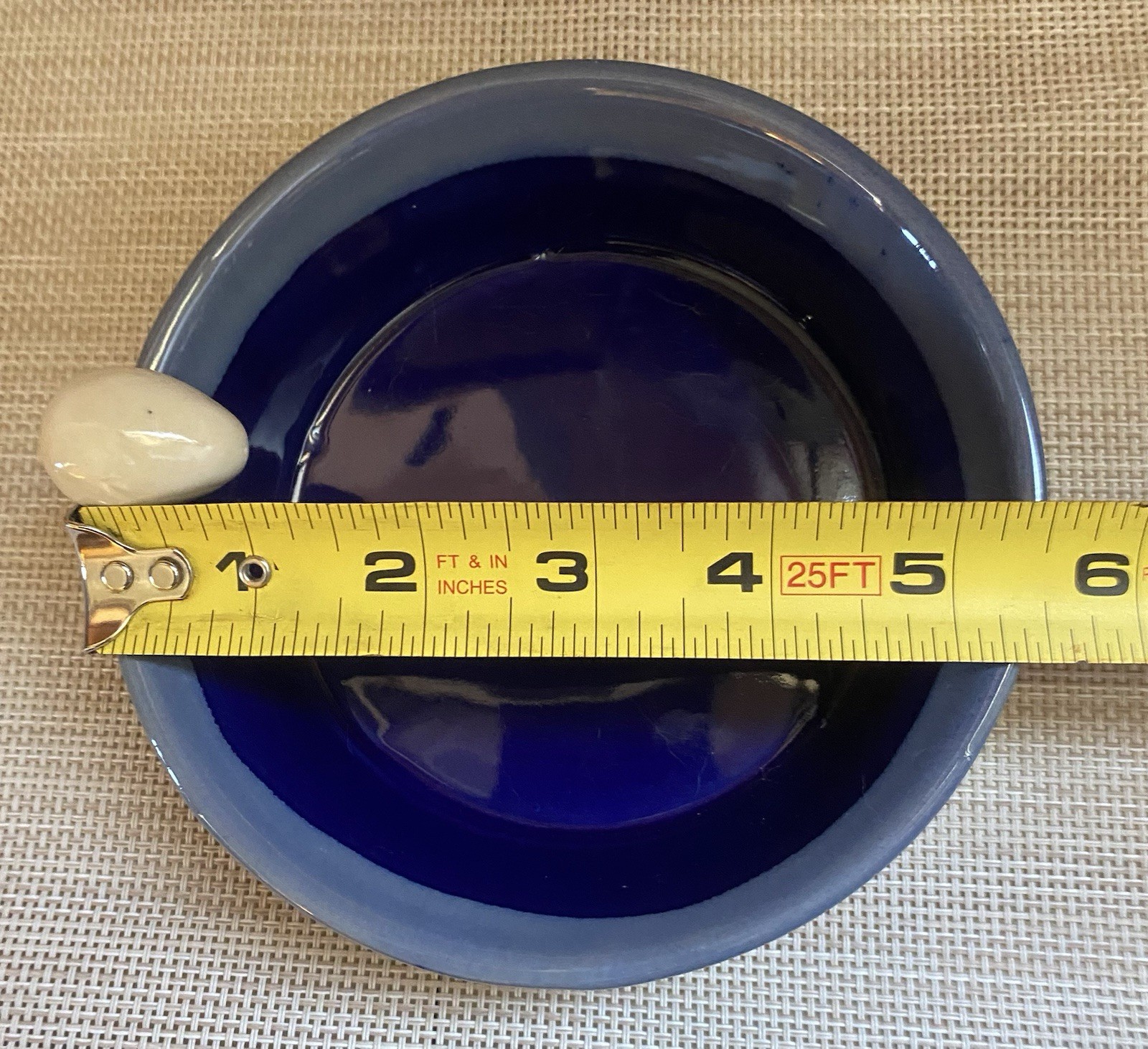 Blue Drip Glaze Pottery Bowl Egg 5 1/2” Across Tumbleweed Pottery