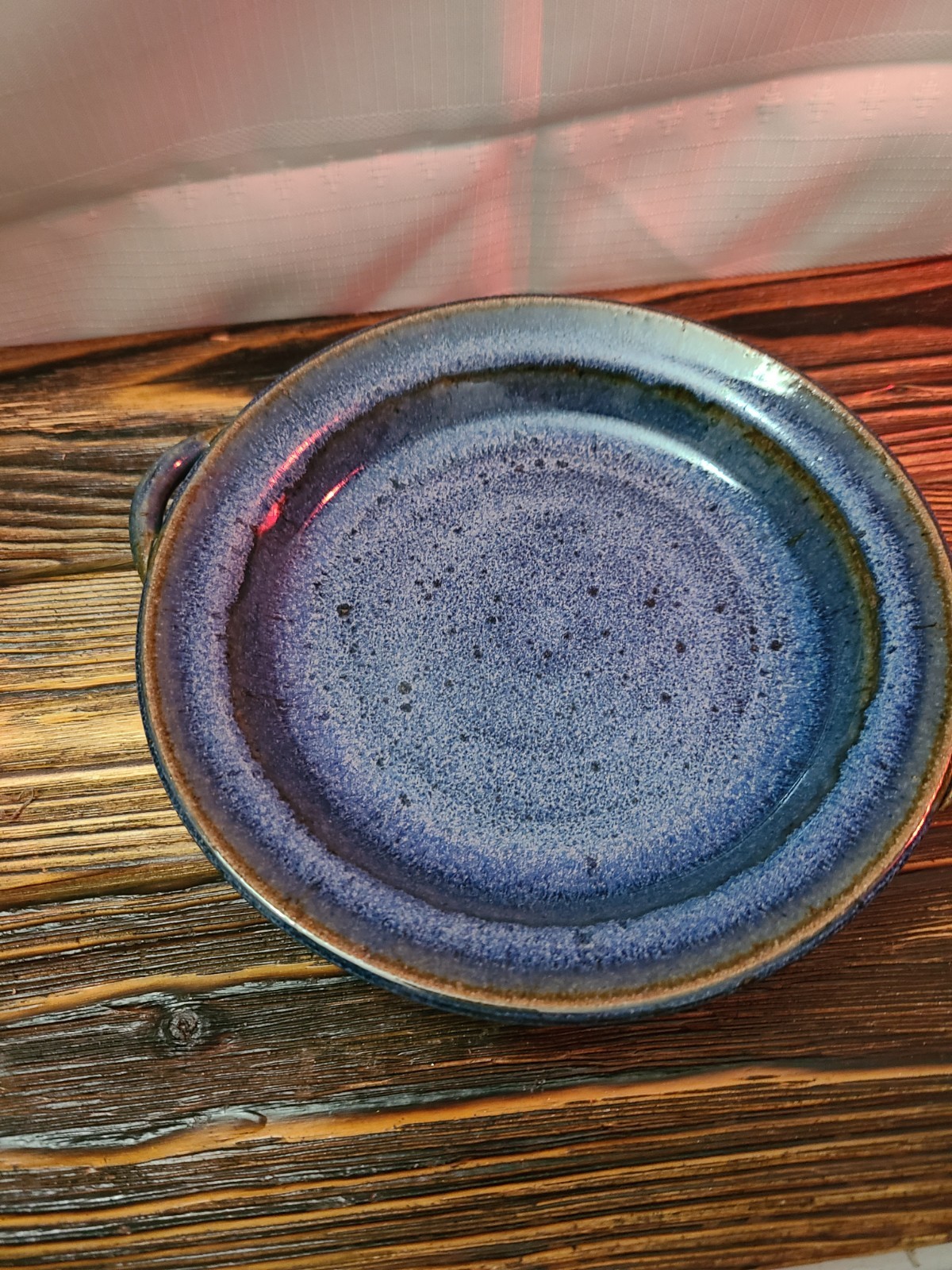 Studio Art Pottery Blue Glazed Speckled Ceramic Serving Plate Trinket Dish