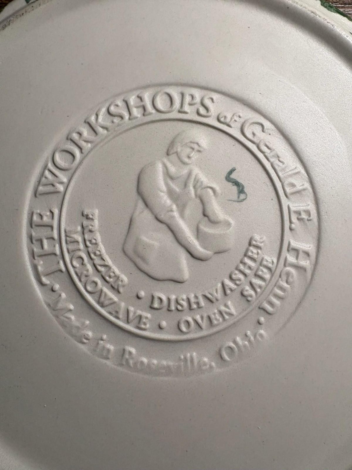 The Workshops of Gerald E. Henn Green Spongeware Dinner Plate