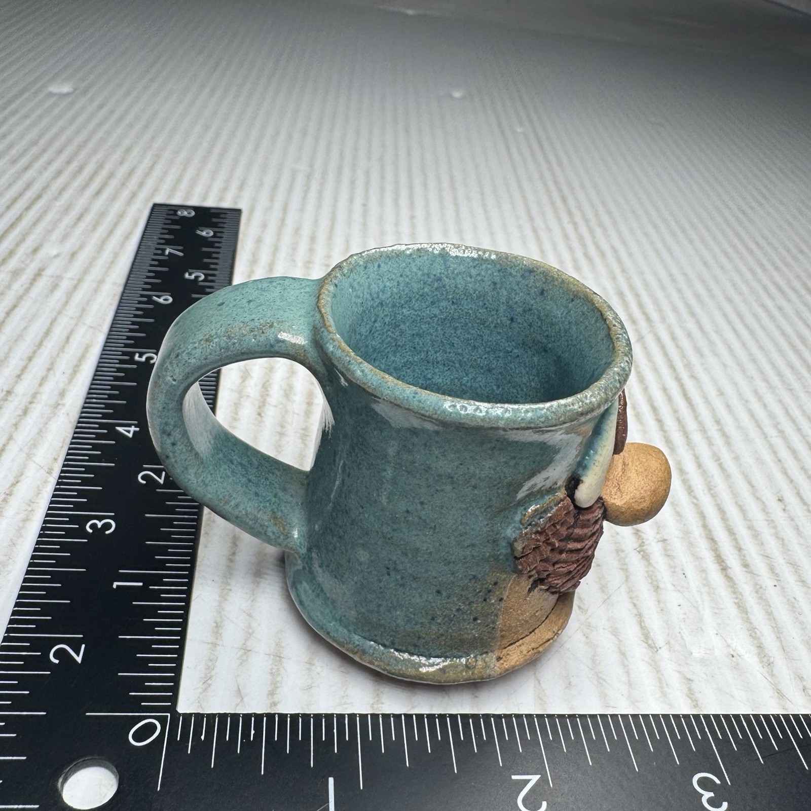 Vintage Signed Mahon Pottery 3D Funny Ugly Face Mug Shooter Shot Glass
