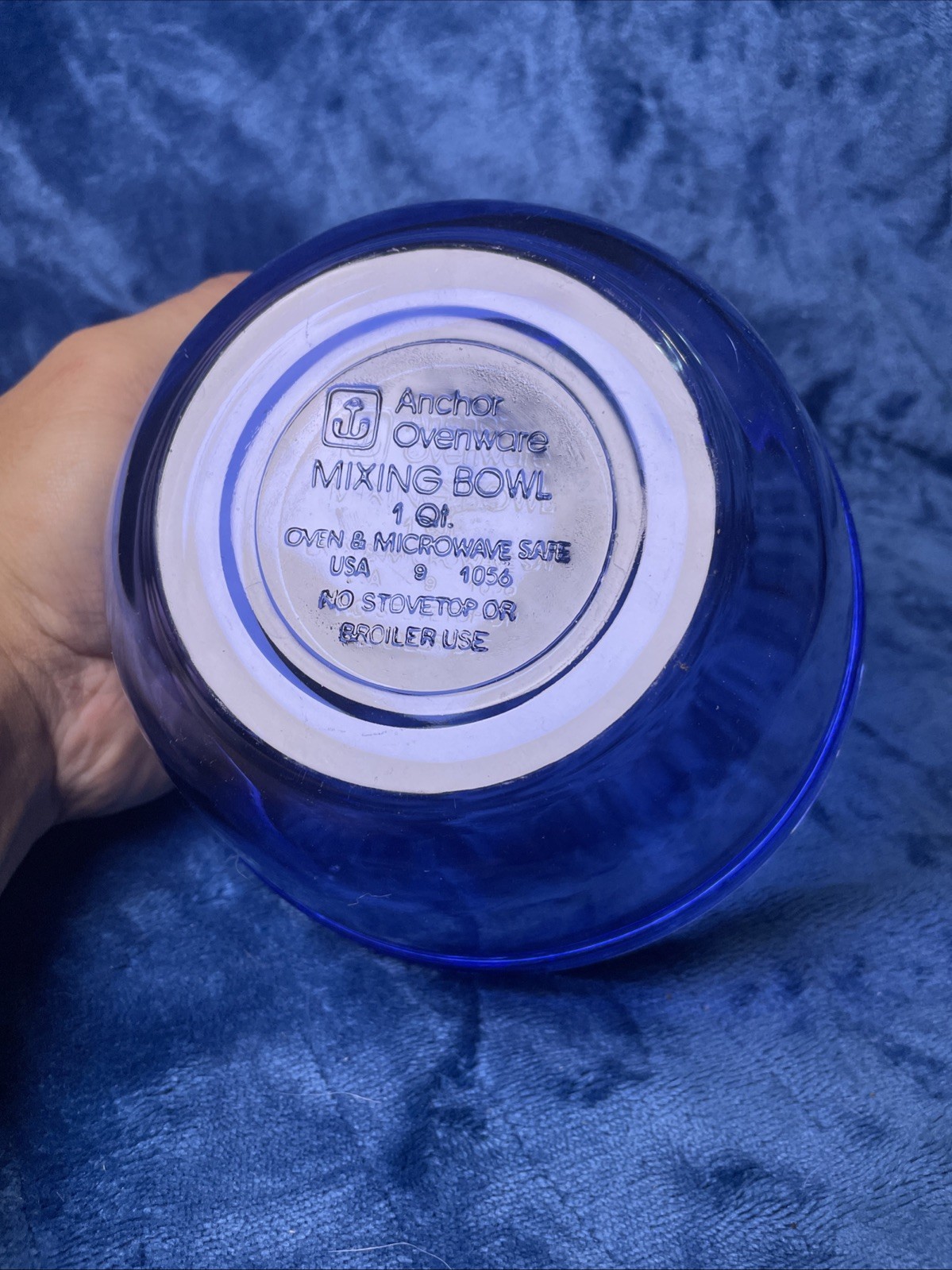 Anchor Hocking Ovenware Cobalt Blue Glass Mixing Bowl 1 QT 1056