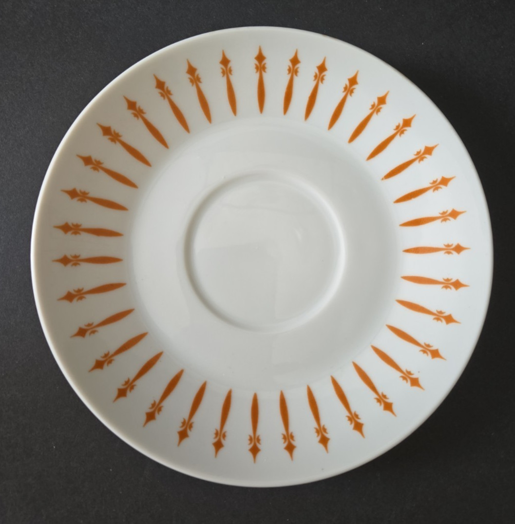 Vintage Harmony House Ensenada 3904 Teacup Saucer 5.75″ Japan MCM Atomic Orange