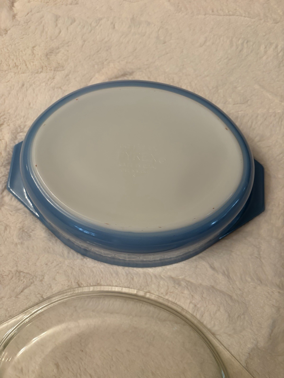 VTG Pyrex “BLUE TULIP” #043 1.5Qt Oval Casserole W/ Glass Lid 1960’s Promo EUC