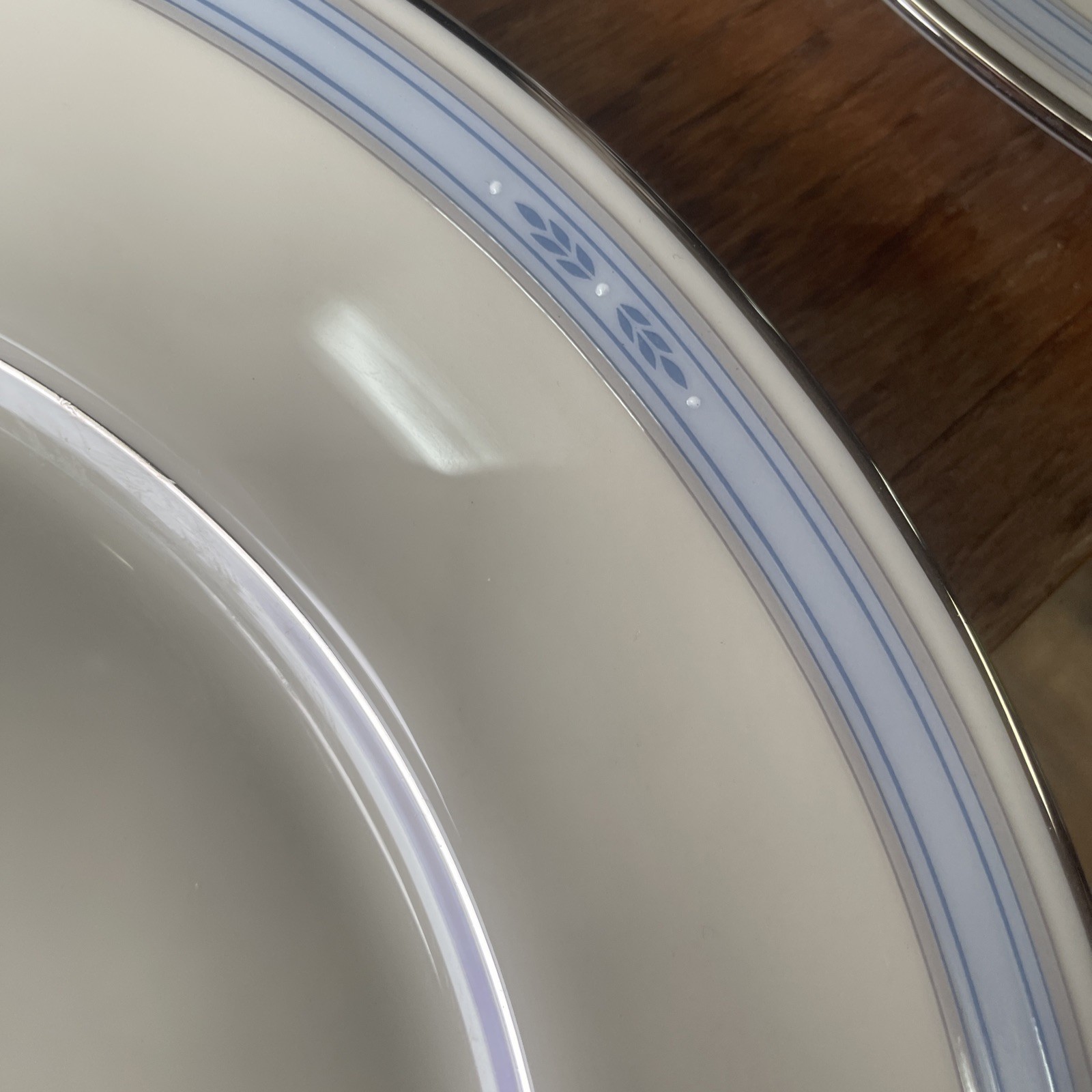 LENOX Courtland Dinner Plate Set Of Four Blue Gray Band Platinum Trim 10.75″ USA