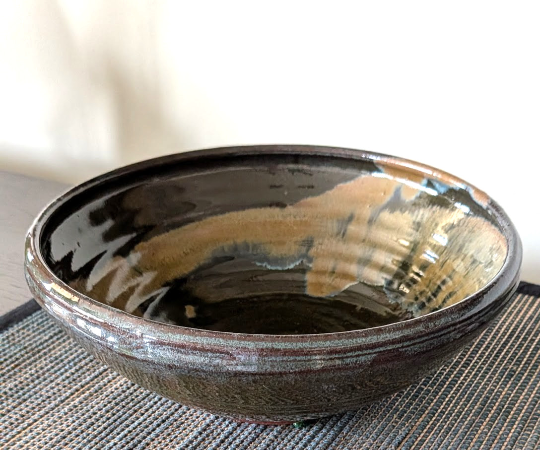 Large Hand Thrown Glossy Glazed Studio Pottery Bowl
