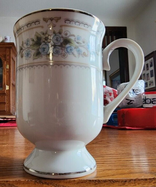 Elington Irish Coffee Mug (s) 10 oz. Wade Fine Porcelain White Blue Platinum !