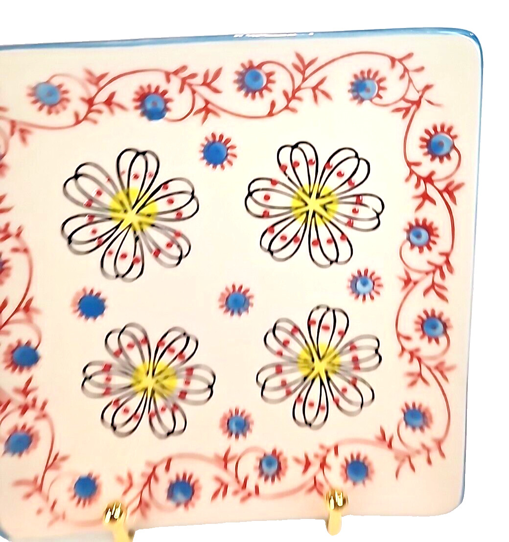 Yokohama Studio Hand Painted Square Plates 6-1/4″ Set of 2