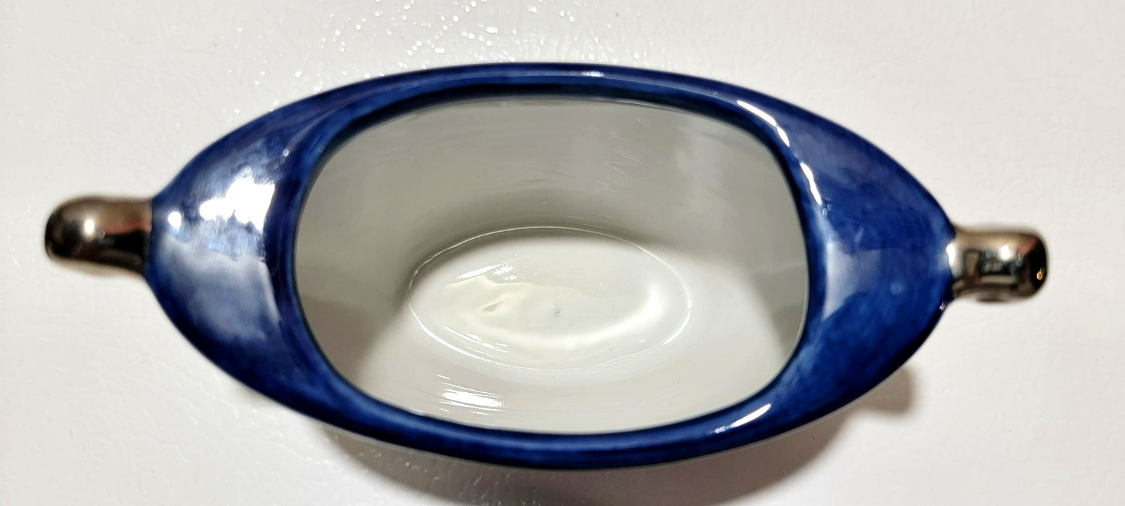 Bombay Blue White China Sugar and Creamer Platinum Trim Lid with Sugar Bowl
