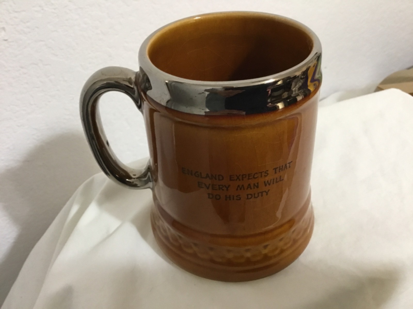 British Navy Ship HMS Victory Ceramic Pottery Coffee Cup Mug 4. 5”