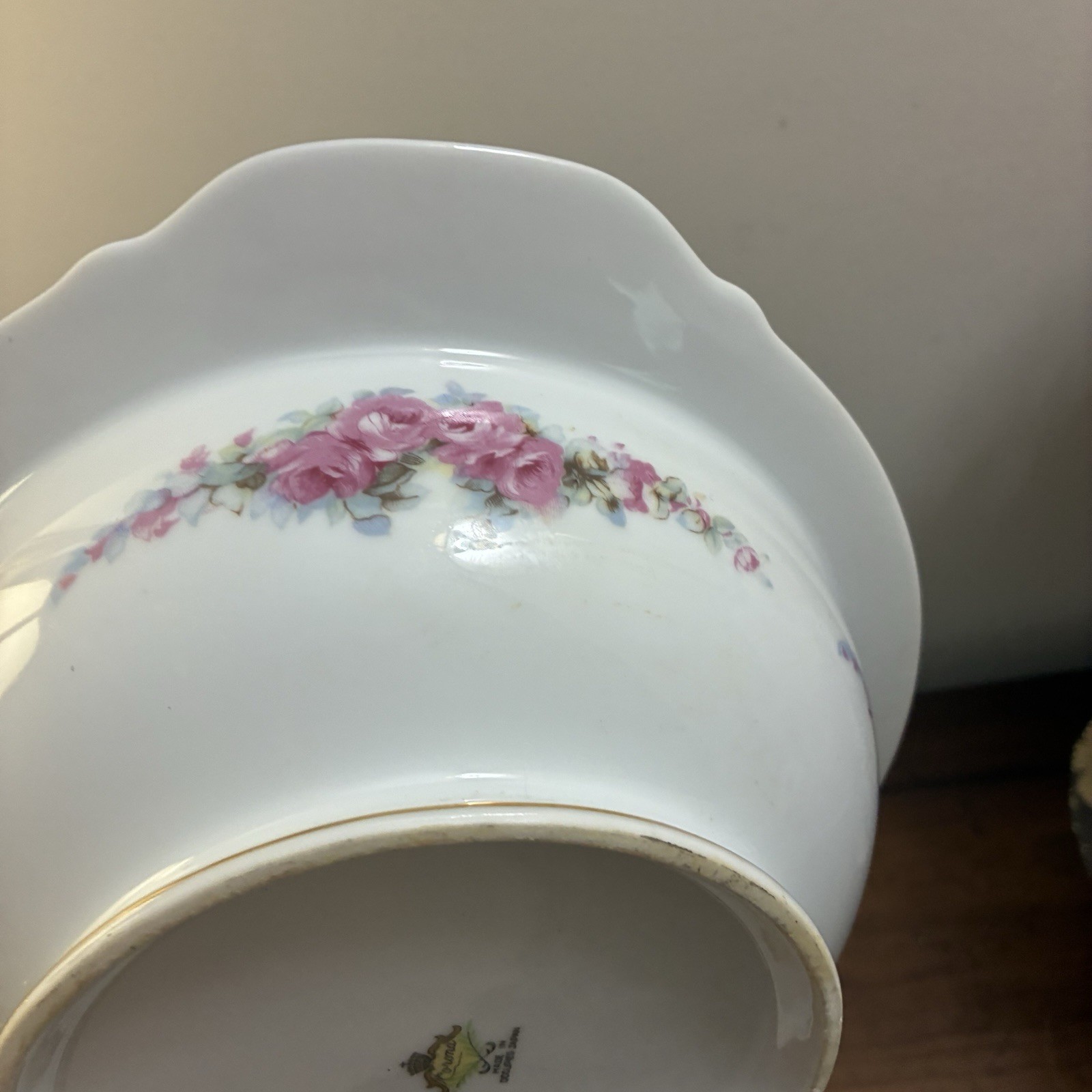 Vintage Fine China Corona Serving Bowl W Lid Pink Roses Made In Occupied Japan