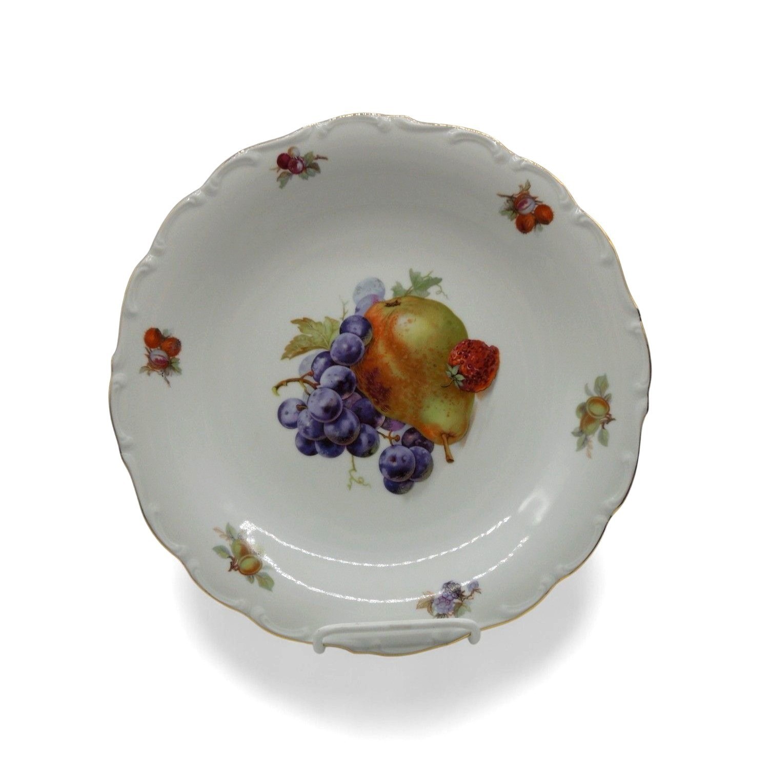Vintage Schumann Bavaria Germany Fruit Plate Gold Trim Decorative Platter 12″