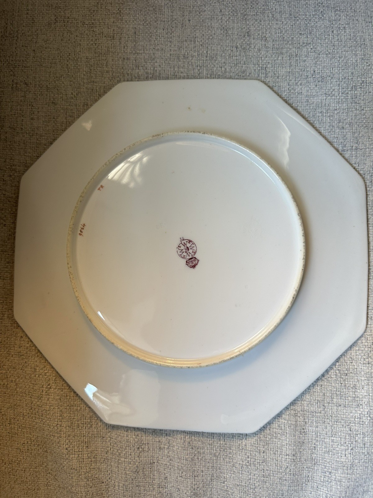 Pair Antique Royal Worcester Botanical hand painted octagonal Plates Floral Gilt