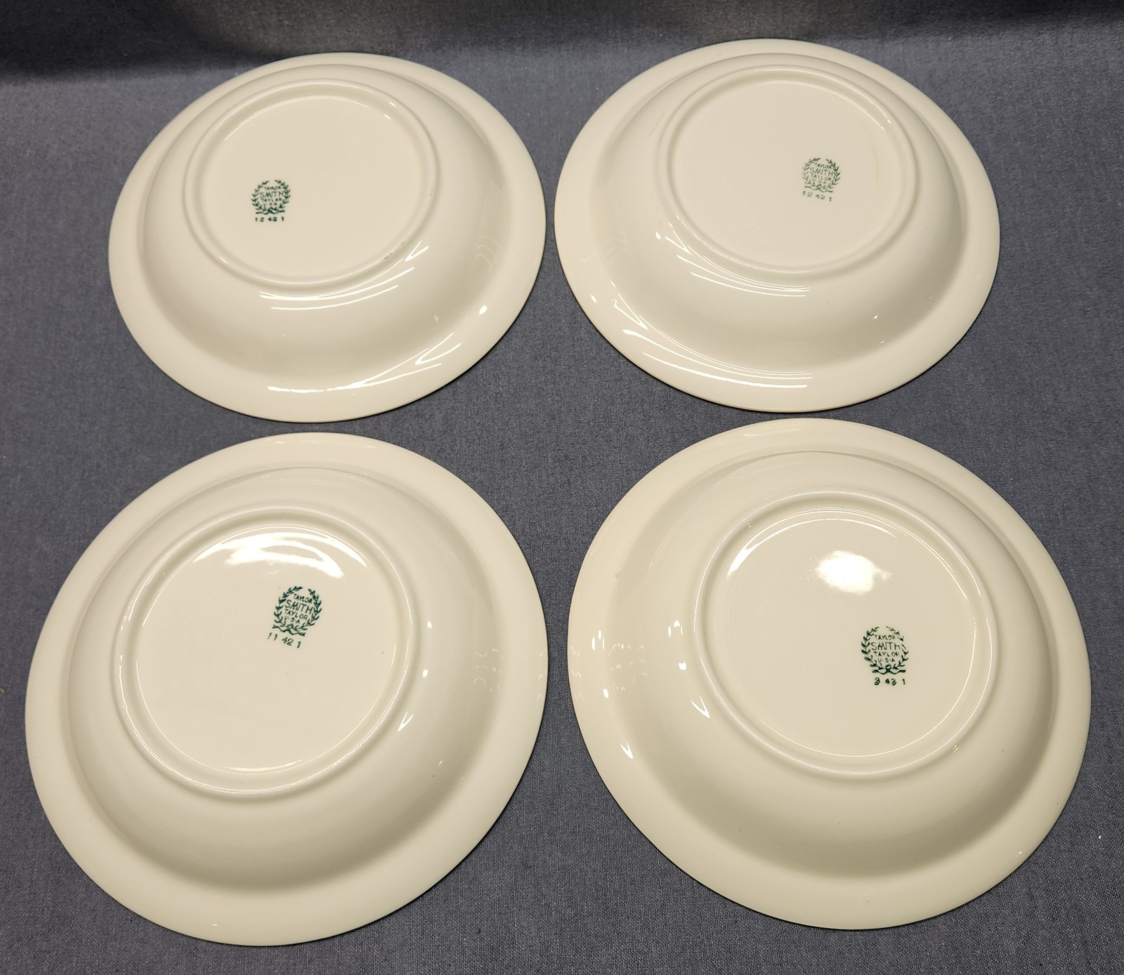 4 Vintage Taylor Smith Taylor SOUP BOWL 7.75″ TS&T 1631 Scroll Rose Floral Gold