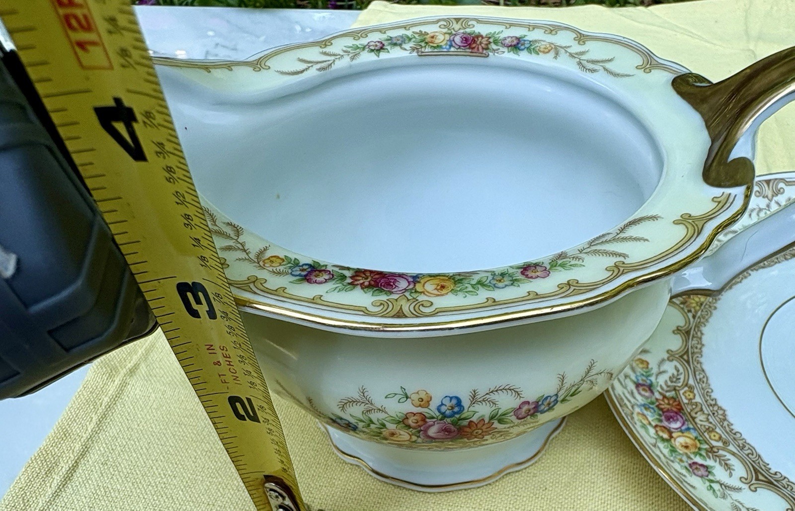 Paul Muller Selb Meadowbrook Antique Creamer And Saucer-Gold Trim
