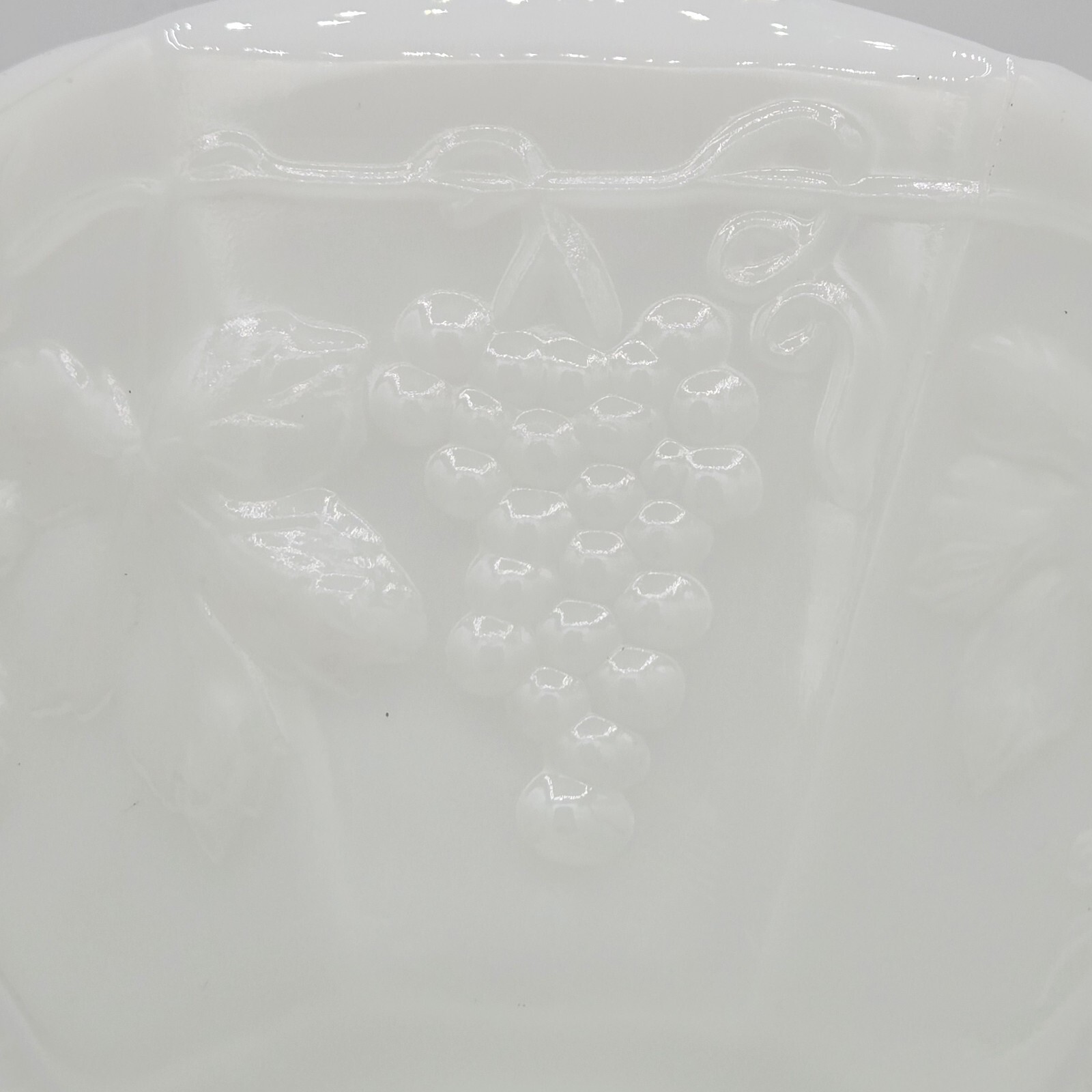 Vintage Indiana Glass Company Milk Glass Pedestal Bowl Grape Vine Collectible