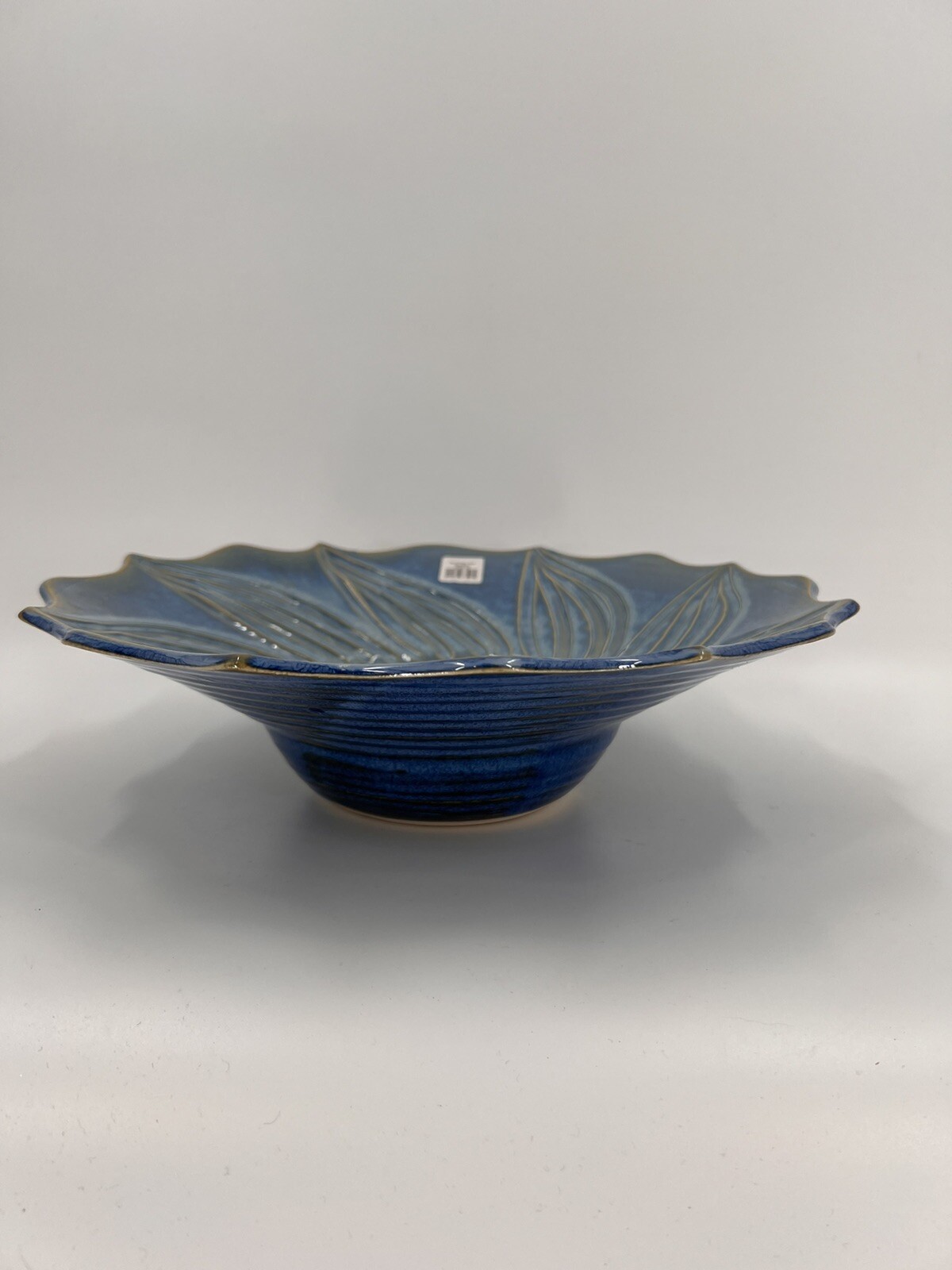 Ken Bledsoe Studio Art Pottery Decorative Large Blue Bowl North Carolina Signed