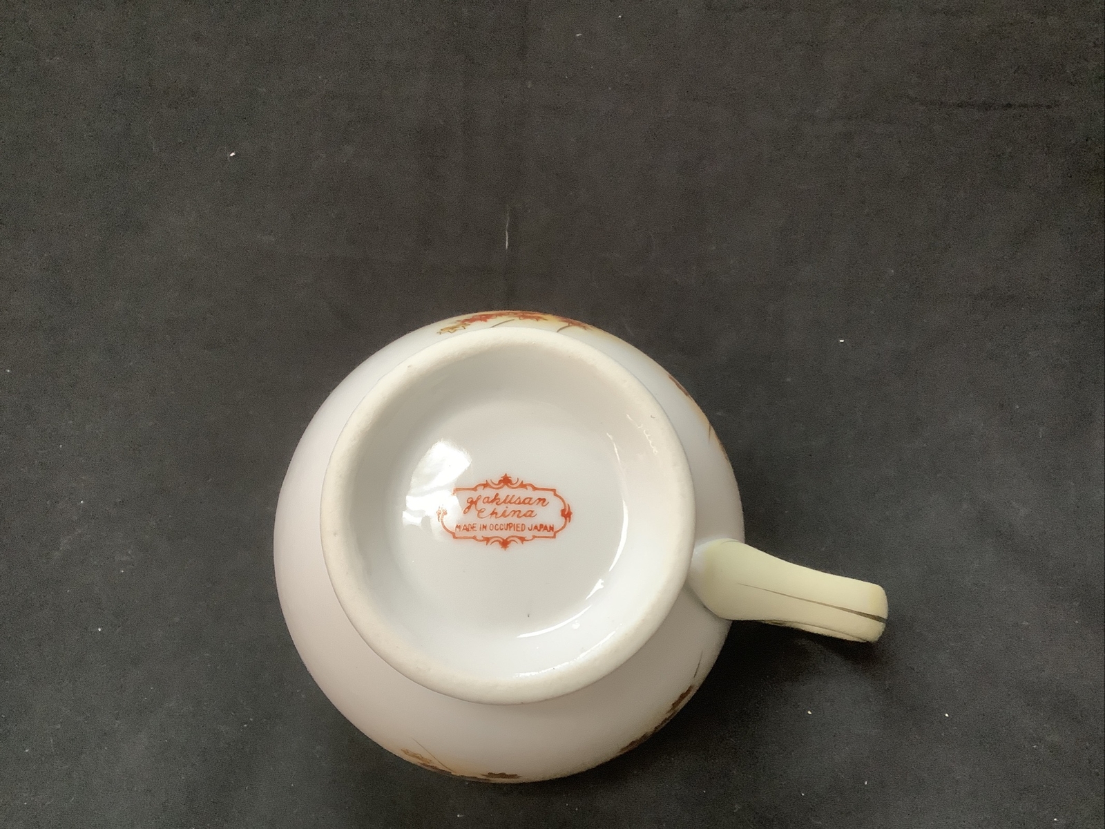 Vtg. Hand Painted Porcelain Creamer, Red/Gold Flowers, Made in Occupied Japan