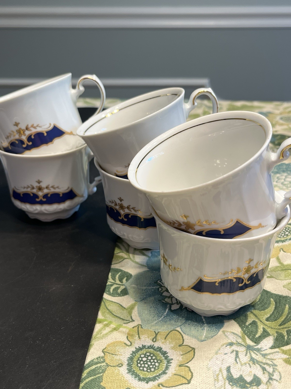 21pc Mitterteich Bavaria Cobalt Blue Gold Trim Coffee Tea Pot Desert Serving Set