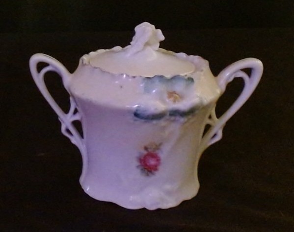 Antique RS Prussia Porcelain 4Pc Hostess Set Tankard, Biscuit Jar, Cream, Sugar