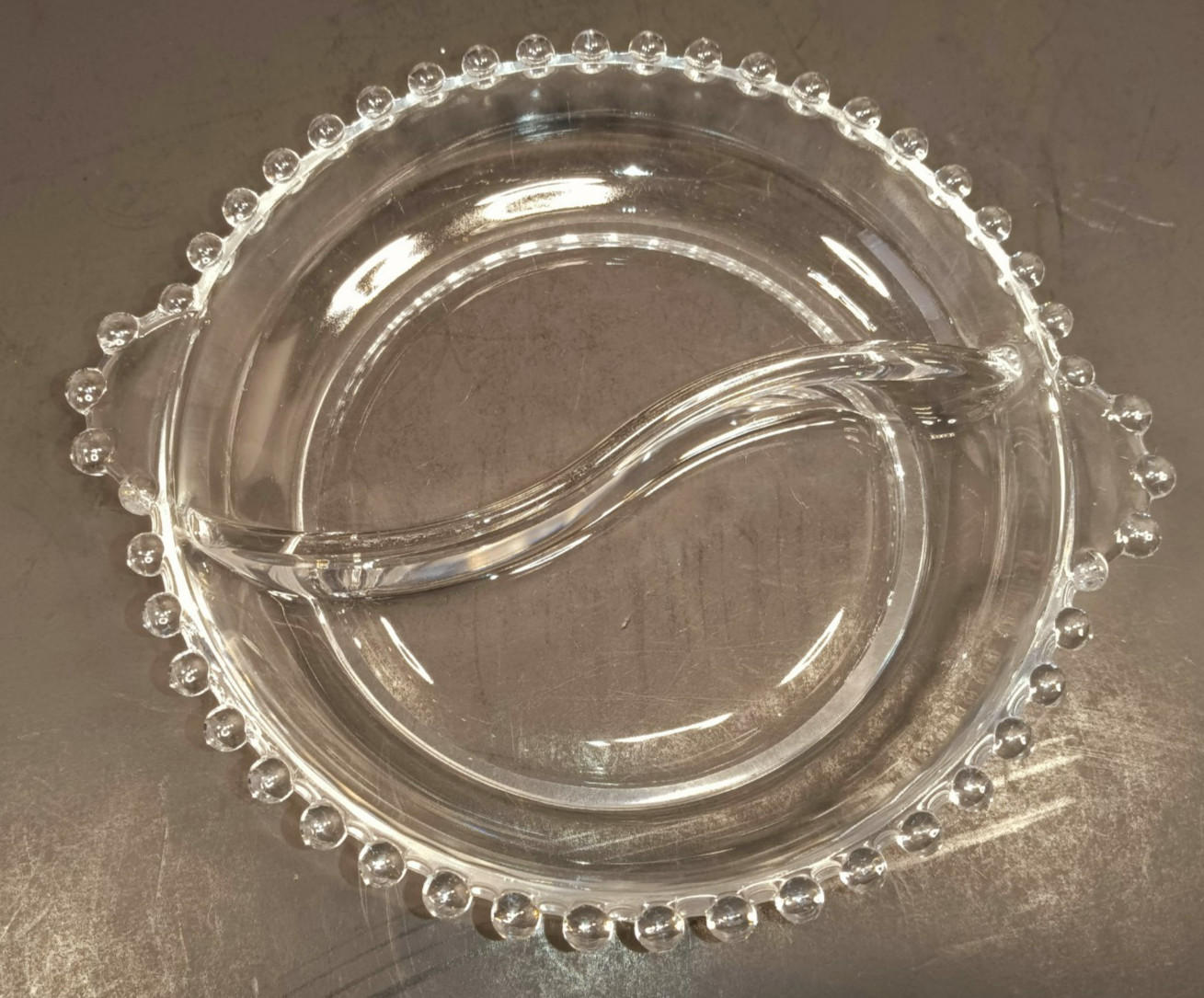 Vintage Imperial Glass Candlewick Divided Relish Tray with Handles