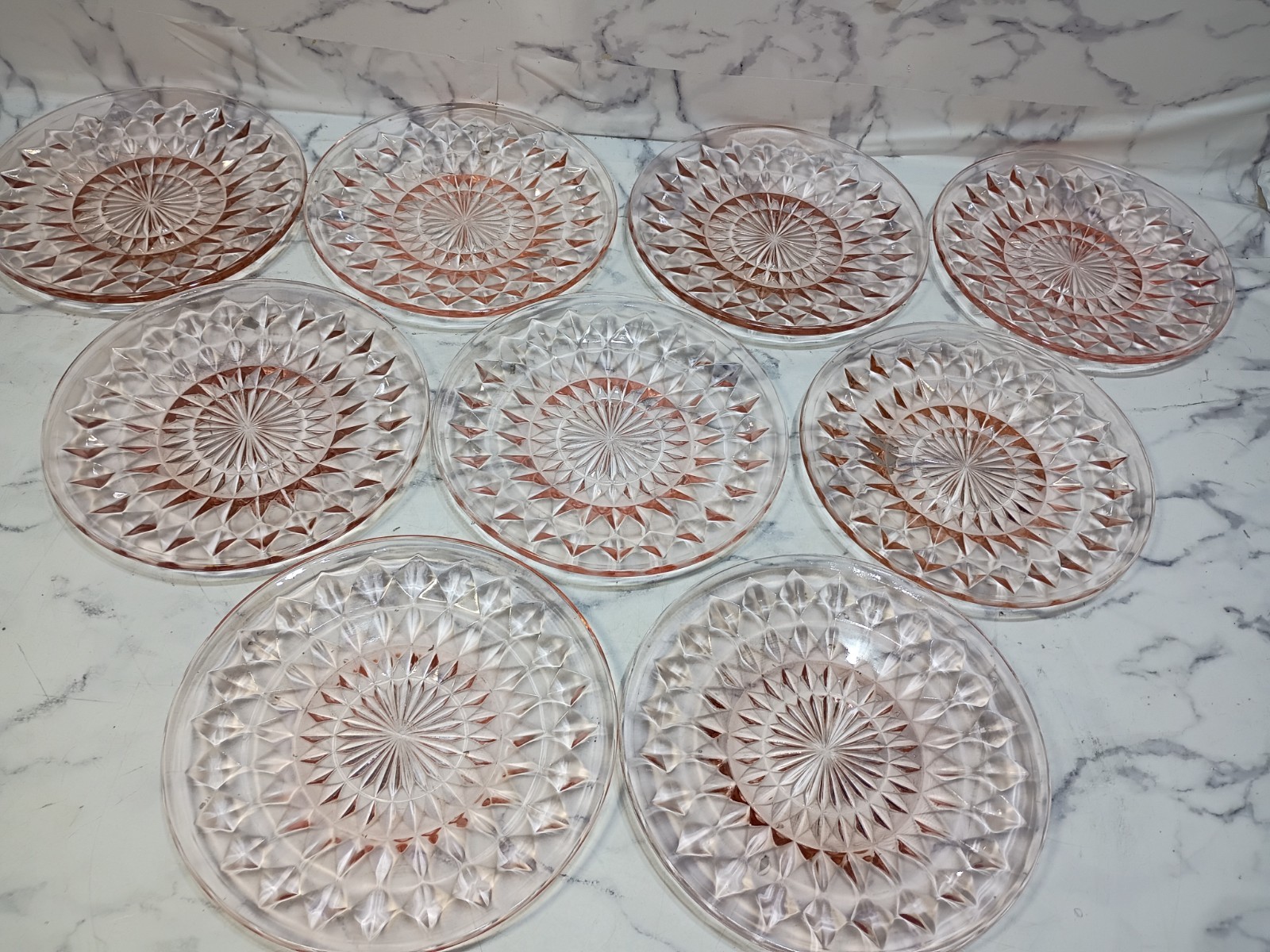 Jeannette Windsor Diamond Pink Depression Glass Lot Of 21 Vtg