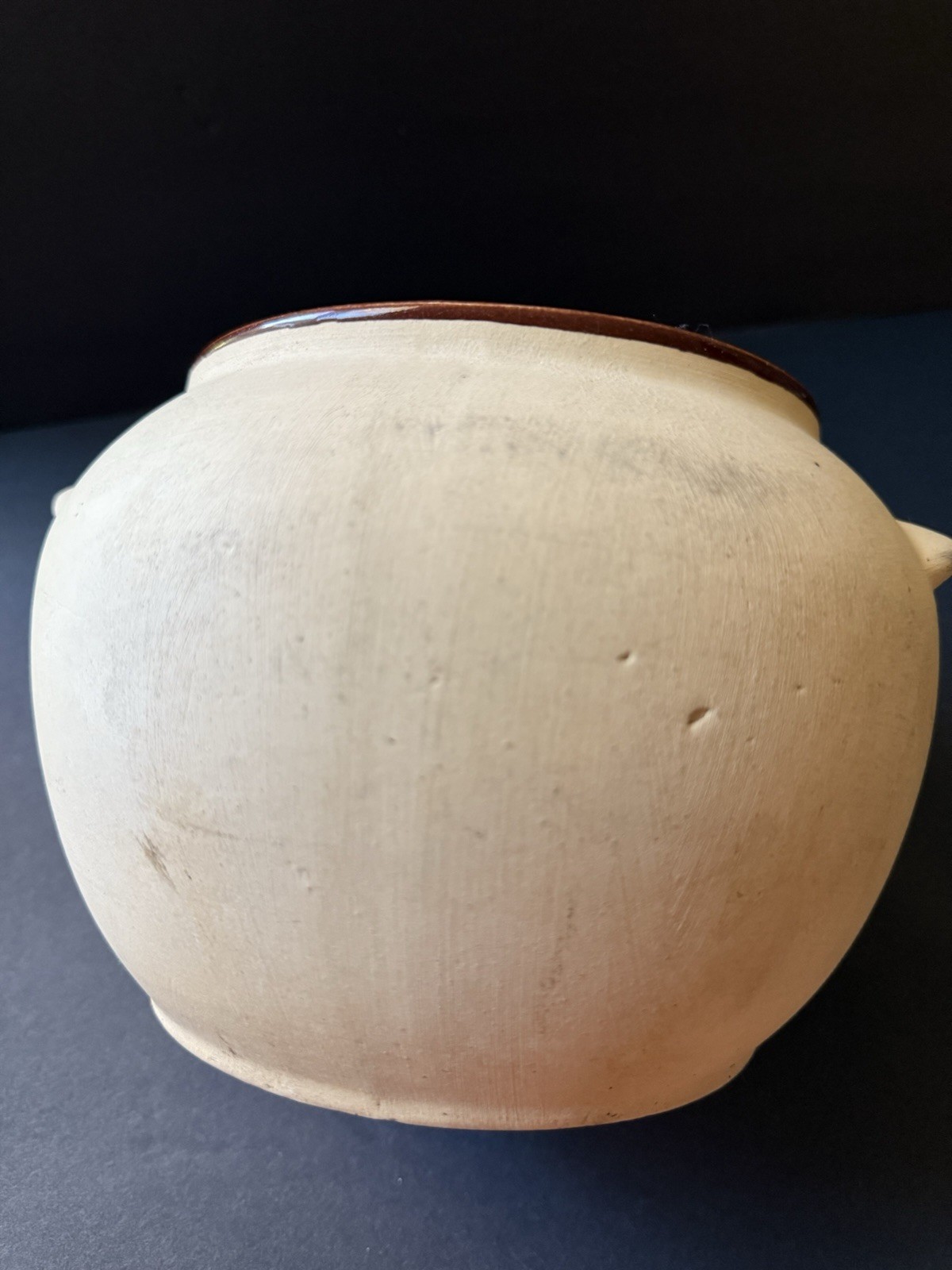 Vintage Watt Oven Ware Pottery Lidded Bisque Beige Chili Bean Crock Pot Cottage