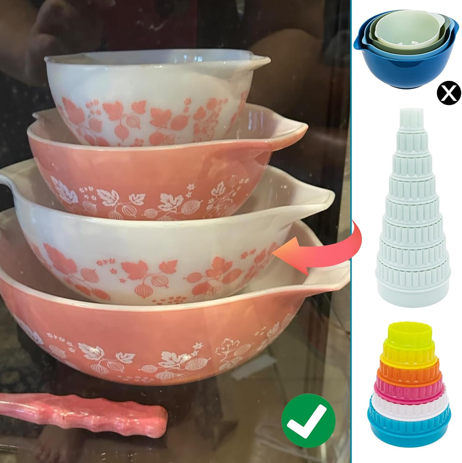 14 Pieces Display Stands for Pyrex round Bowls, Bowl Display Stands for Pyrex Bo