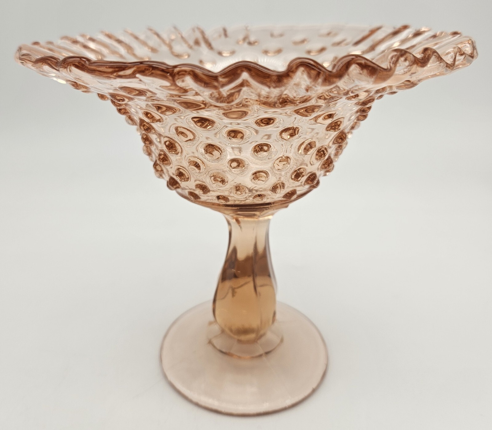 Vintage Fenton Pink Glass Hobnail Compote Candy Dish 5 1/2 Inches Tall